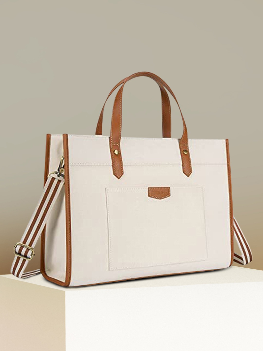 

Womanix Shopper Handheld Bag with Applique, Beige