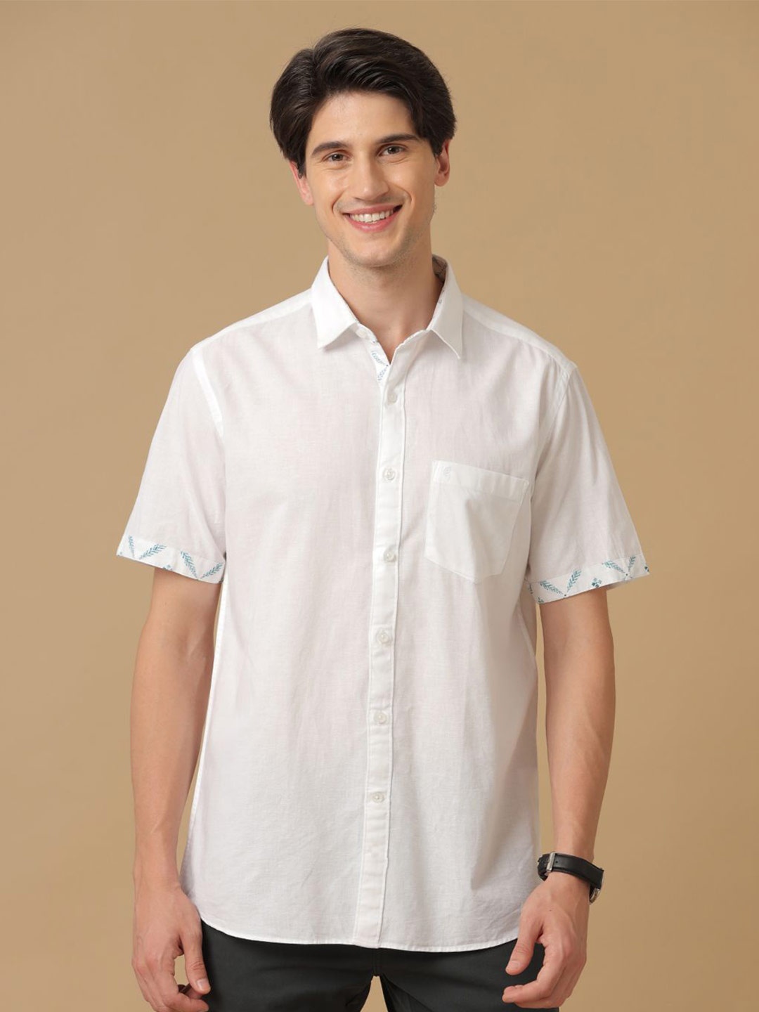 

CAVALLO by Linen Club Men Contemporary Slim Fit Opaque Casual Shirt, White