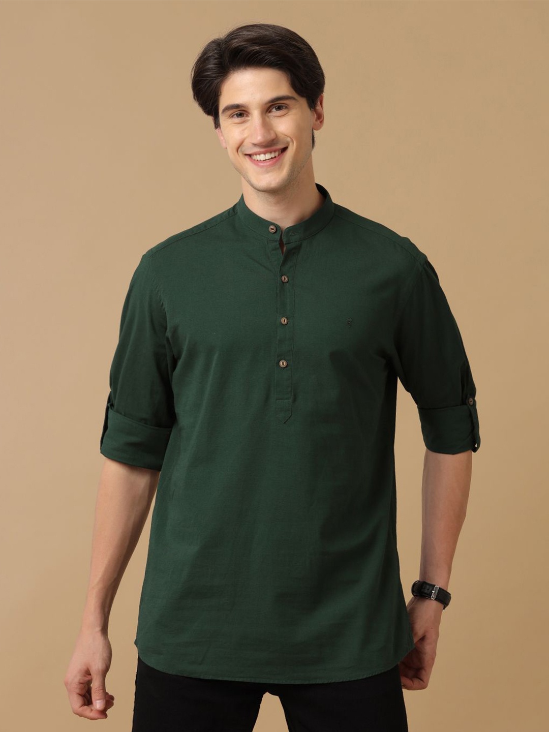 

CAVALLO by Linen Club Men Contemporary Slim Fit Opaque Casual Shirt, Green