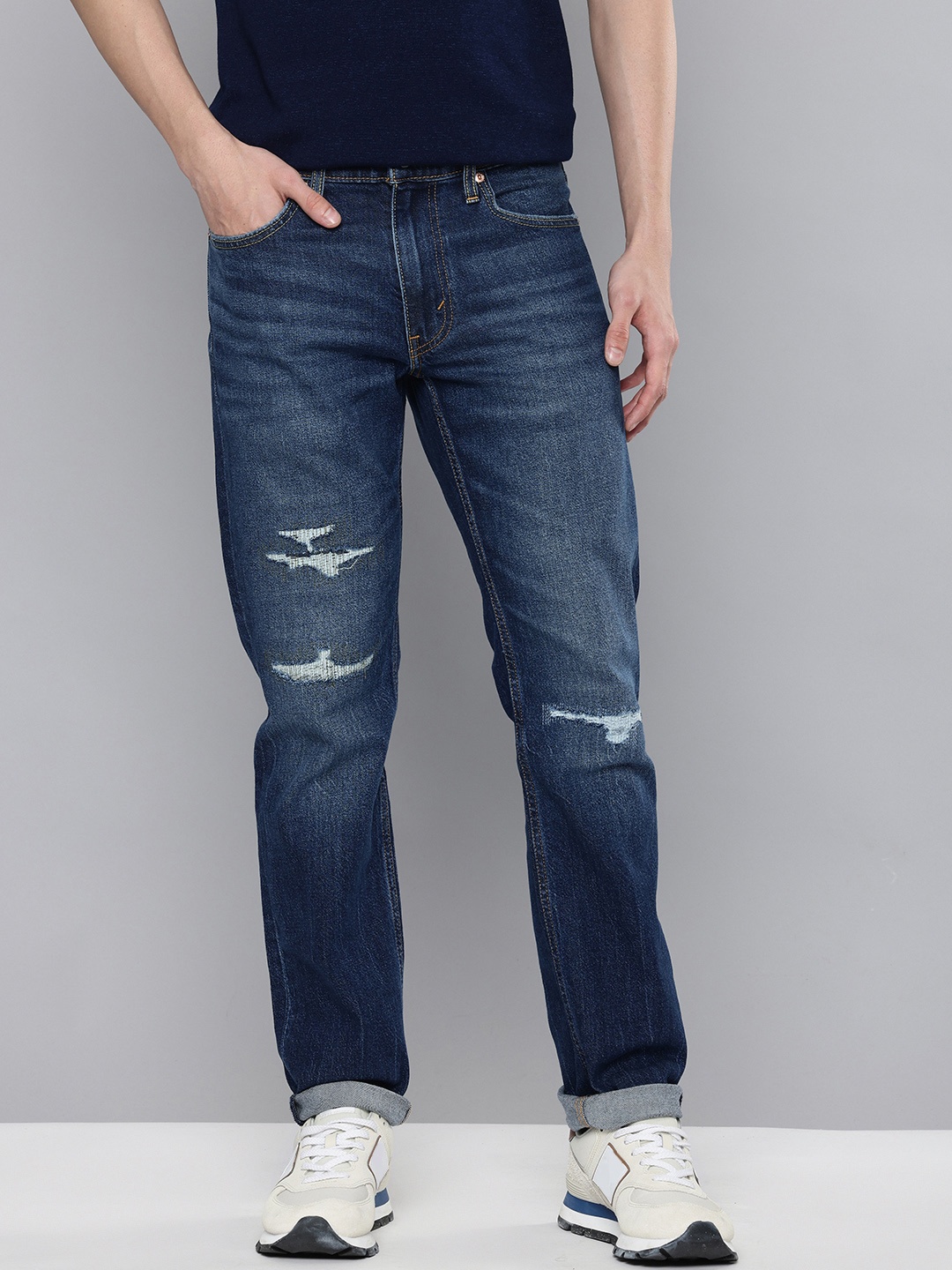 

Levis Men 511 Slim Fit Mildly Distressed Heavy Fade Stretchable Jeans, Blue