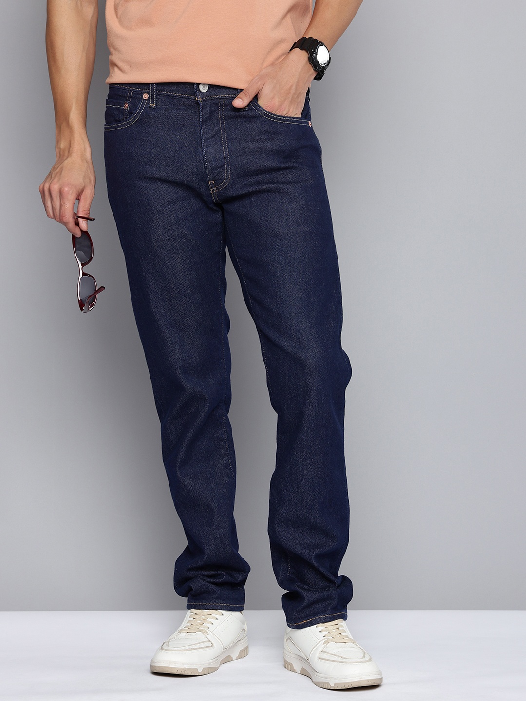 

Levis Men 511 Slim Fit Navy Jeans Light Fade Stretchable Jeans, Navy blue