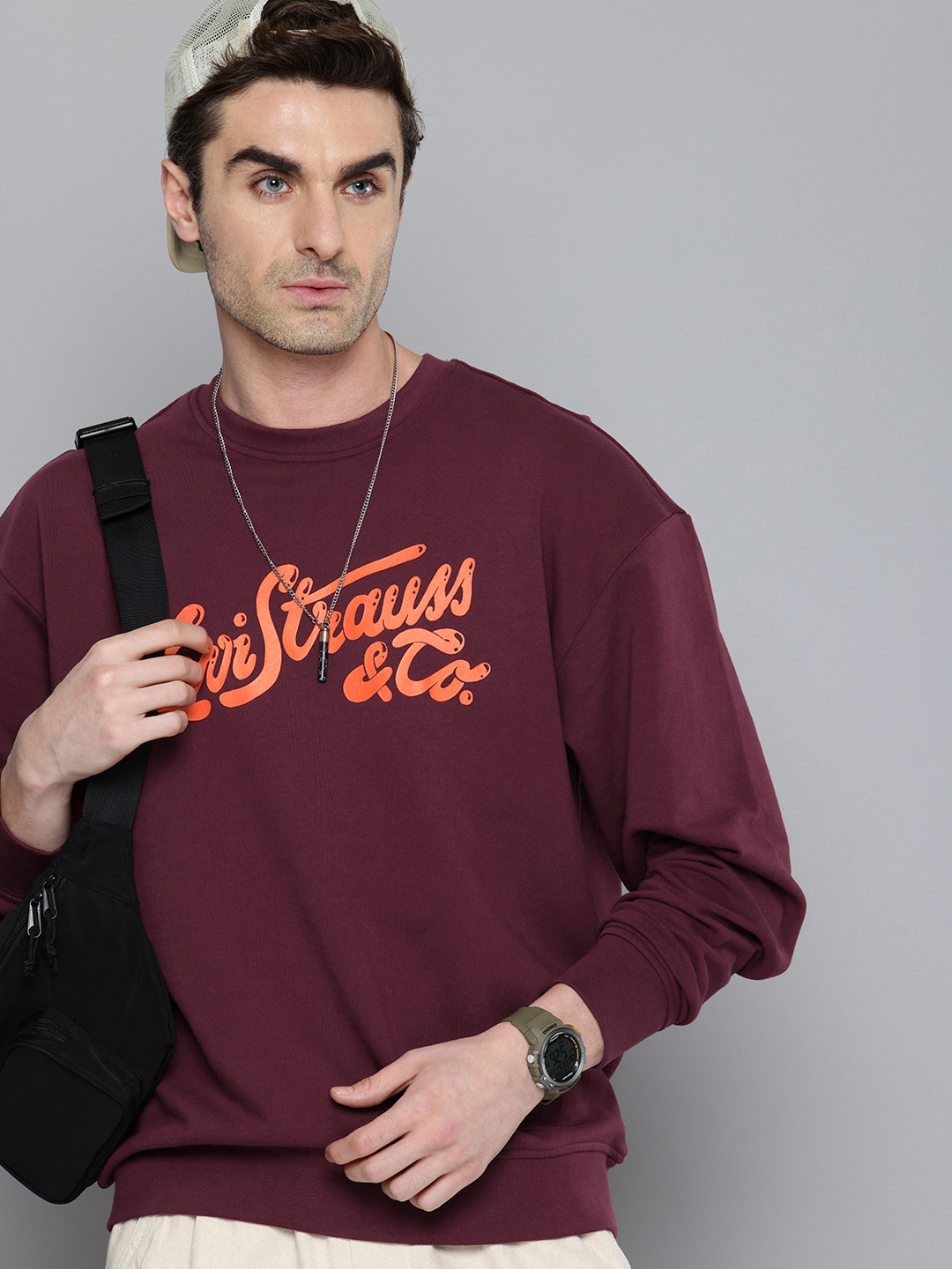 

Levis Brand Logo Printed Pure Cotton Sweatshirt, Burgundy