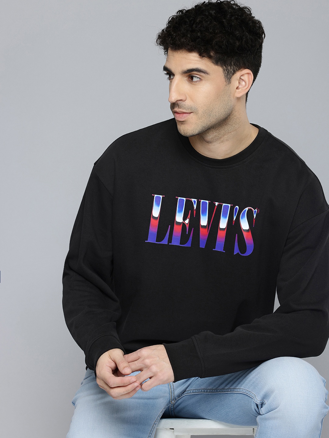 

Levis Pure Cotton Brand Logo Printed Sweatshirt, Black