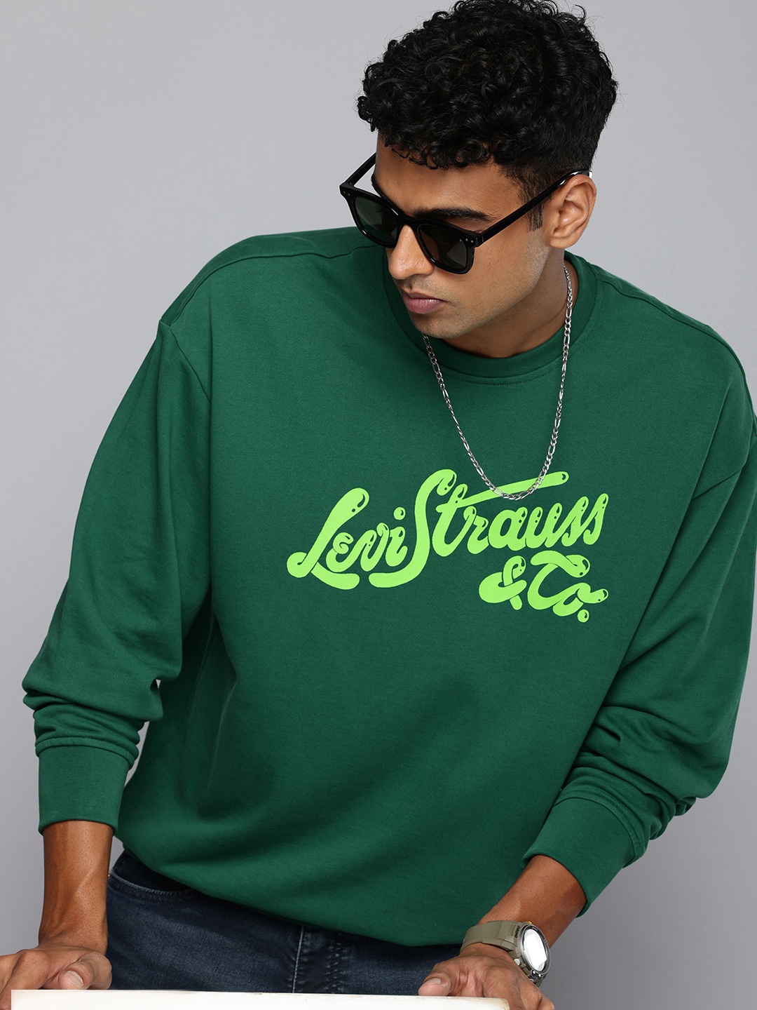 

Levis Typography Printed Crew Neck Pure Cotton Sweatshirt, Green