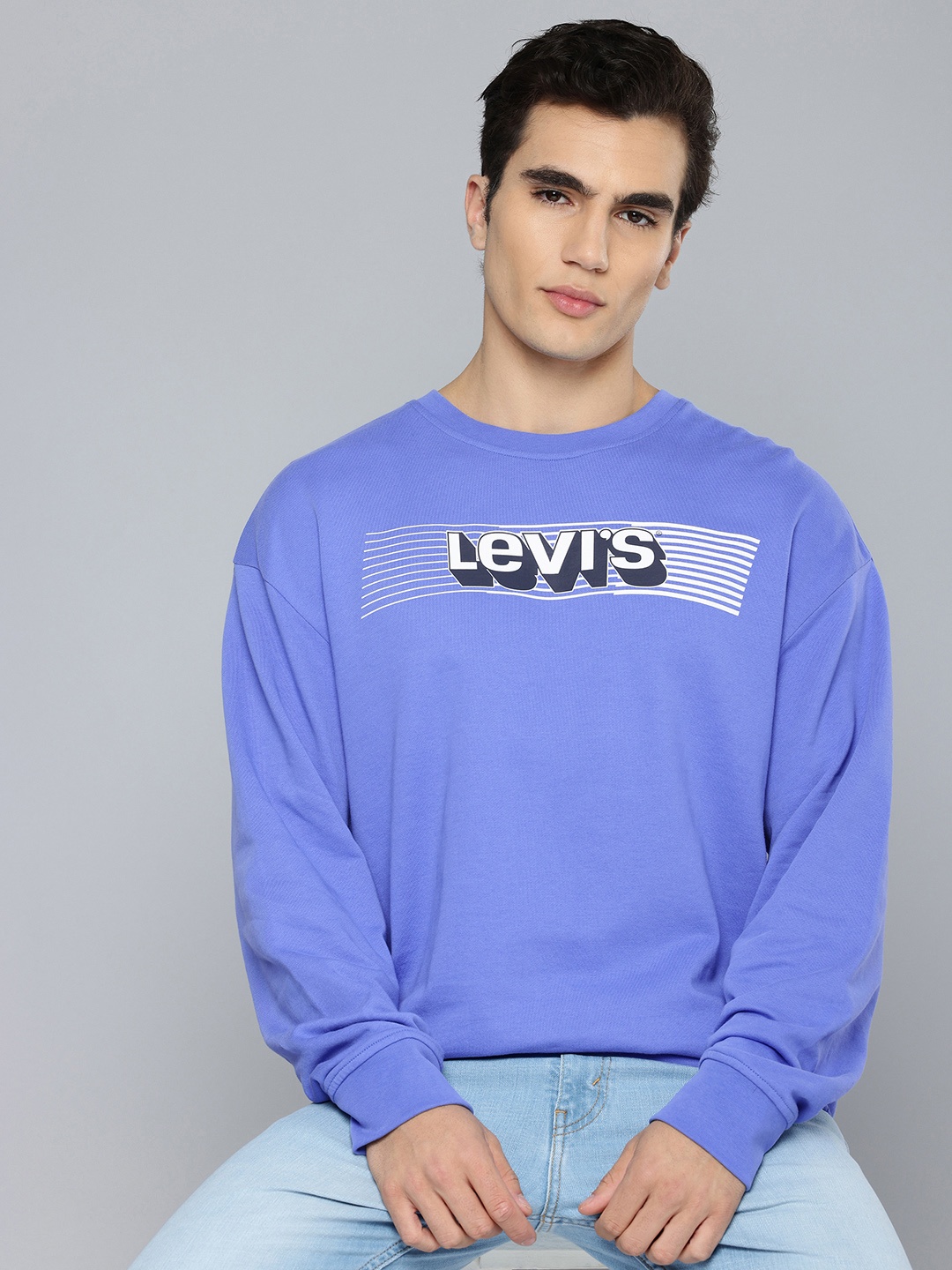 

Levis Pure Cotton Brand Logo Printed Sweatshirt, Blue