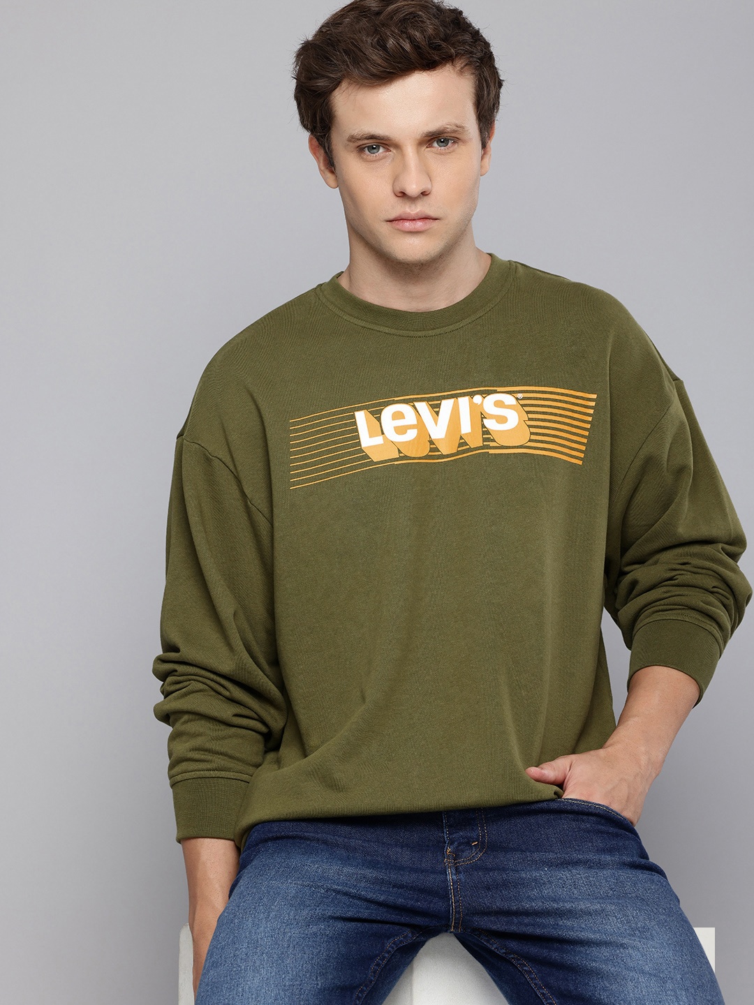 

Levis Brand Logo Printed Pure Cotton Sweatshirt, Olive