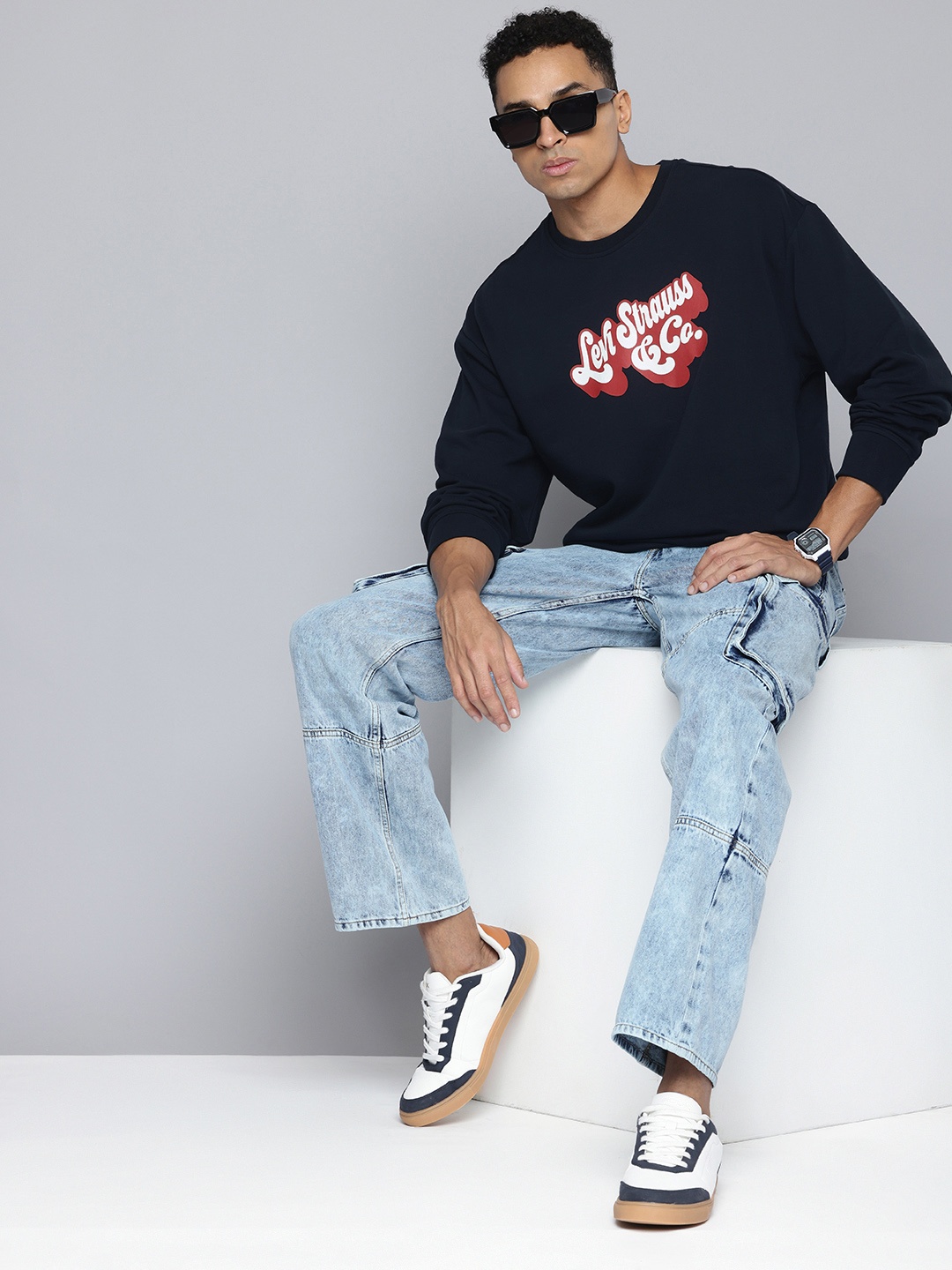 

Levis Pure Cotton Brand Logo Printed Sweatshirt, Navy blue