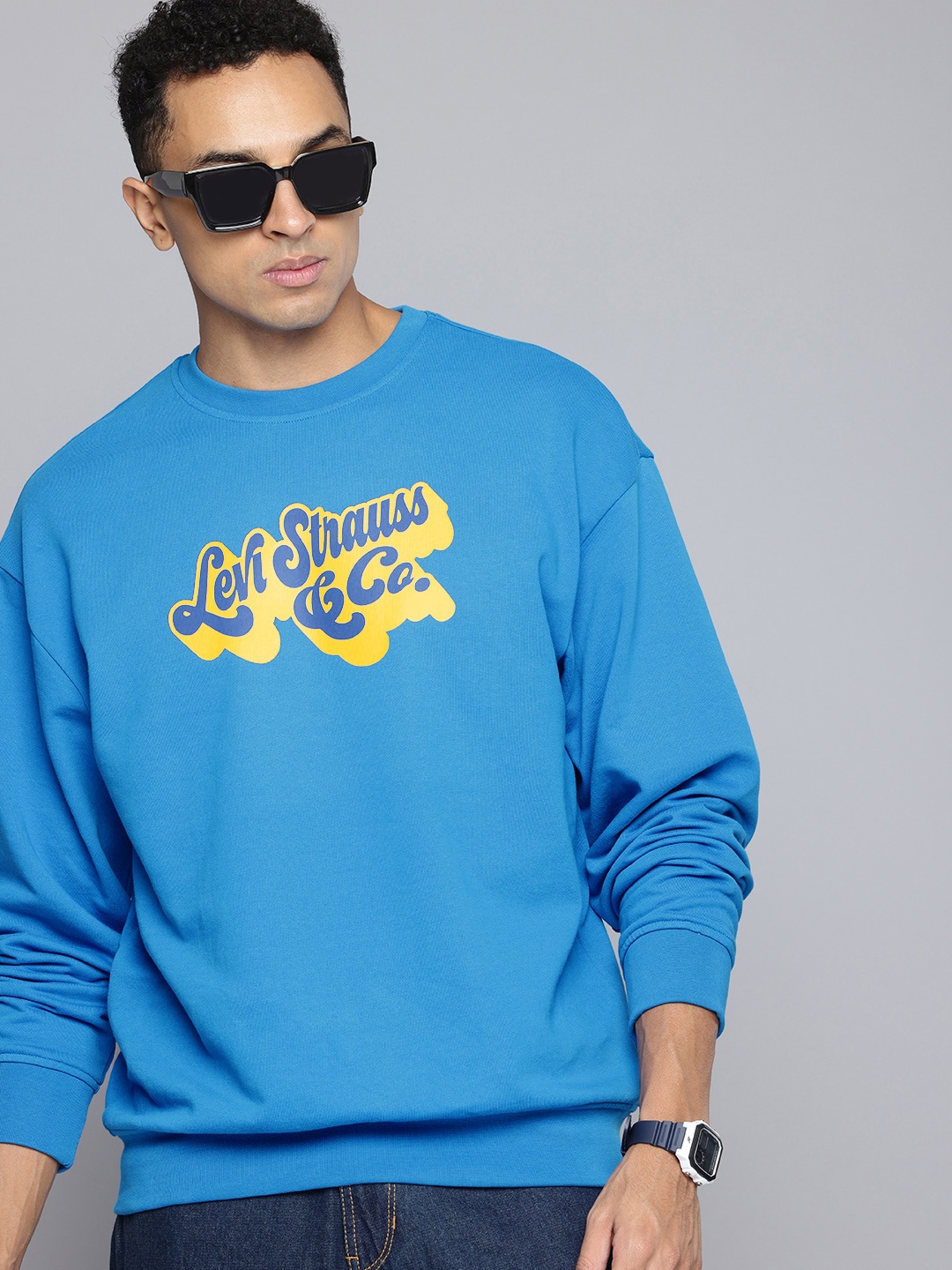 

Levis Pure Cotton Brand Logo Printed Sweatshirt, Blue