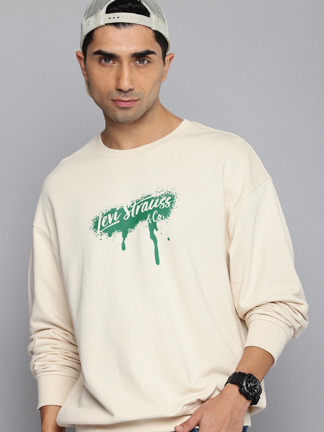

Levis Typography Printed Crew Neck Pure Cotton Sweatshirt, Cream