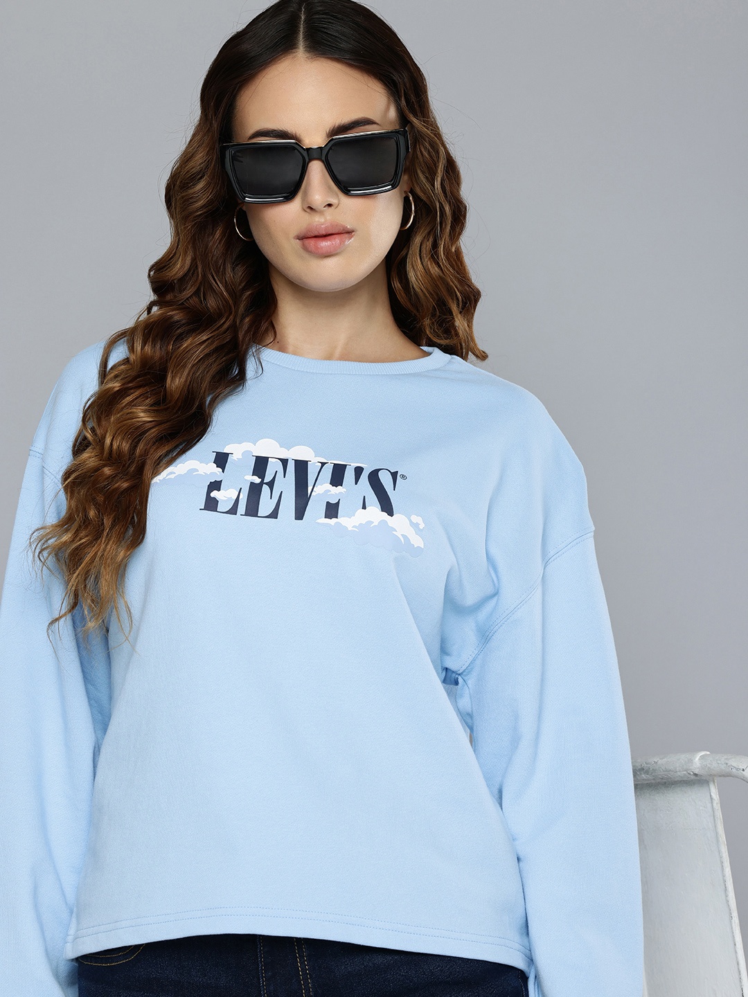 

Levis Pure Cotton Brand Logo Printed Sweatshirt, Blue