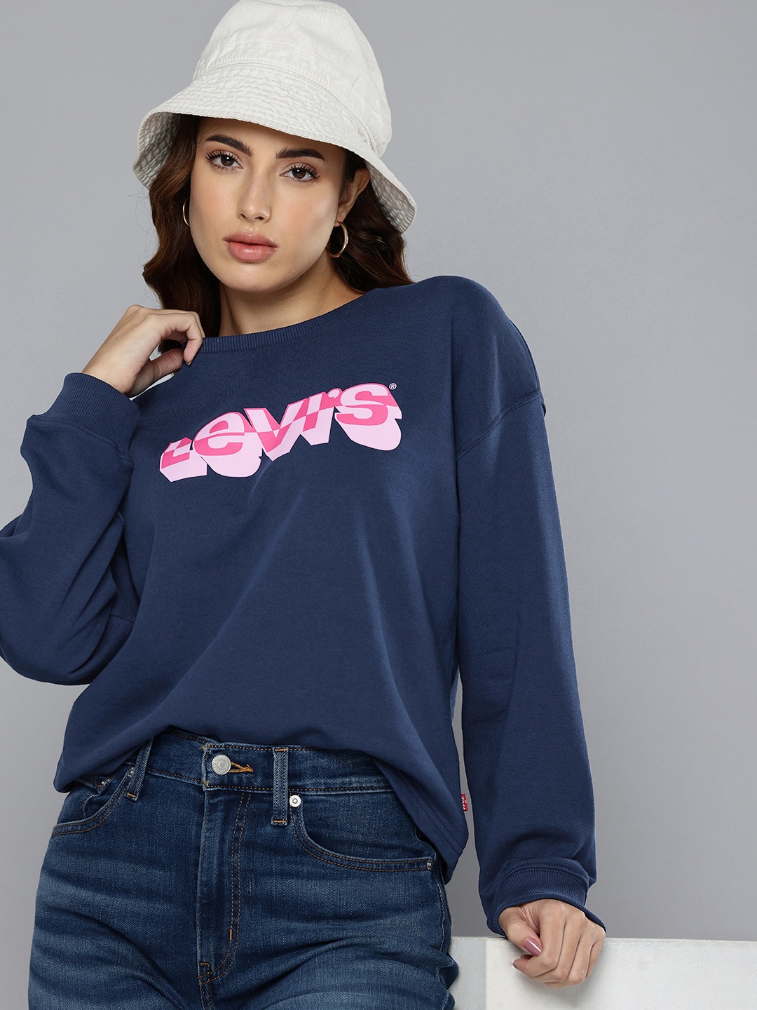 

Levis Pure Cotton Brand Logo Printed Sweatshirt, Navy blue