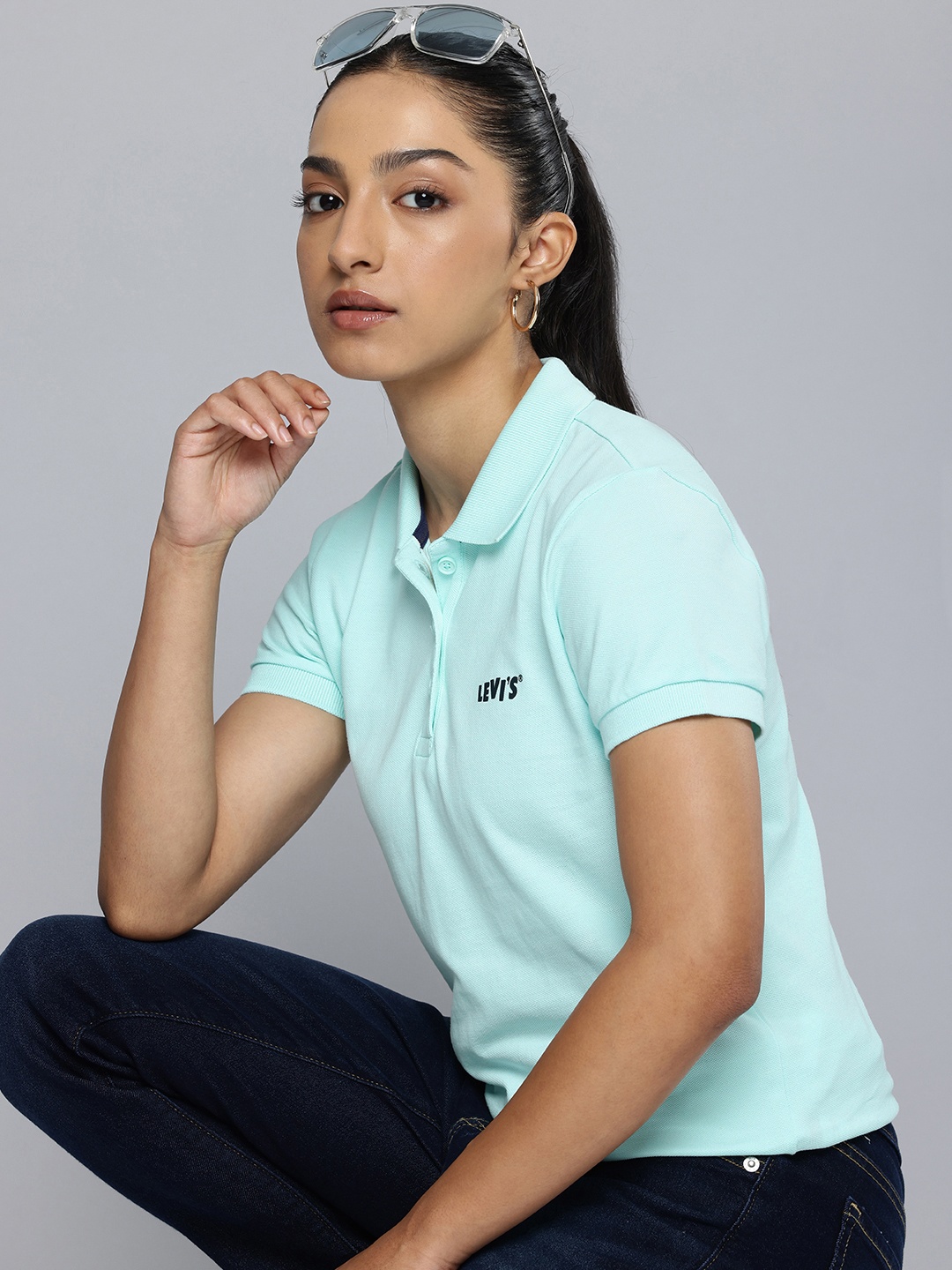 

Levis Pure Cotton Polo Collar T-shirt, Blue