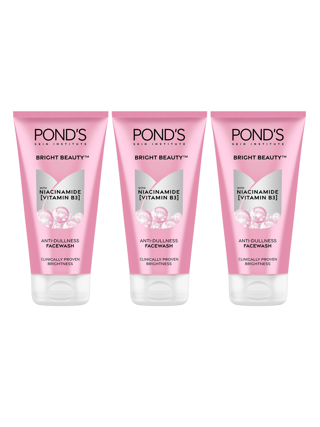 

Ponds Set of 3 Bright Beauty Anti-Dullness Facewash with Vitamin B3 - 150 g each, Pink