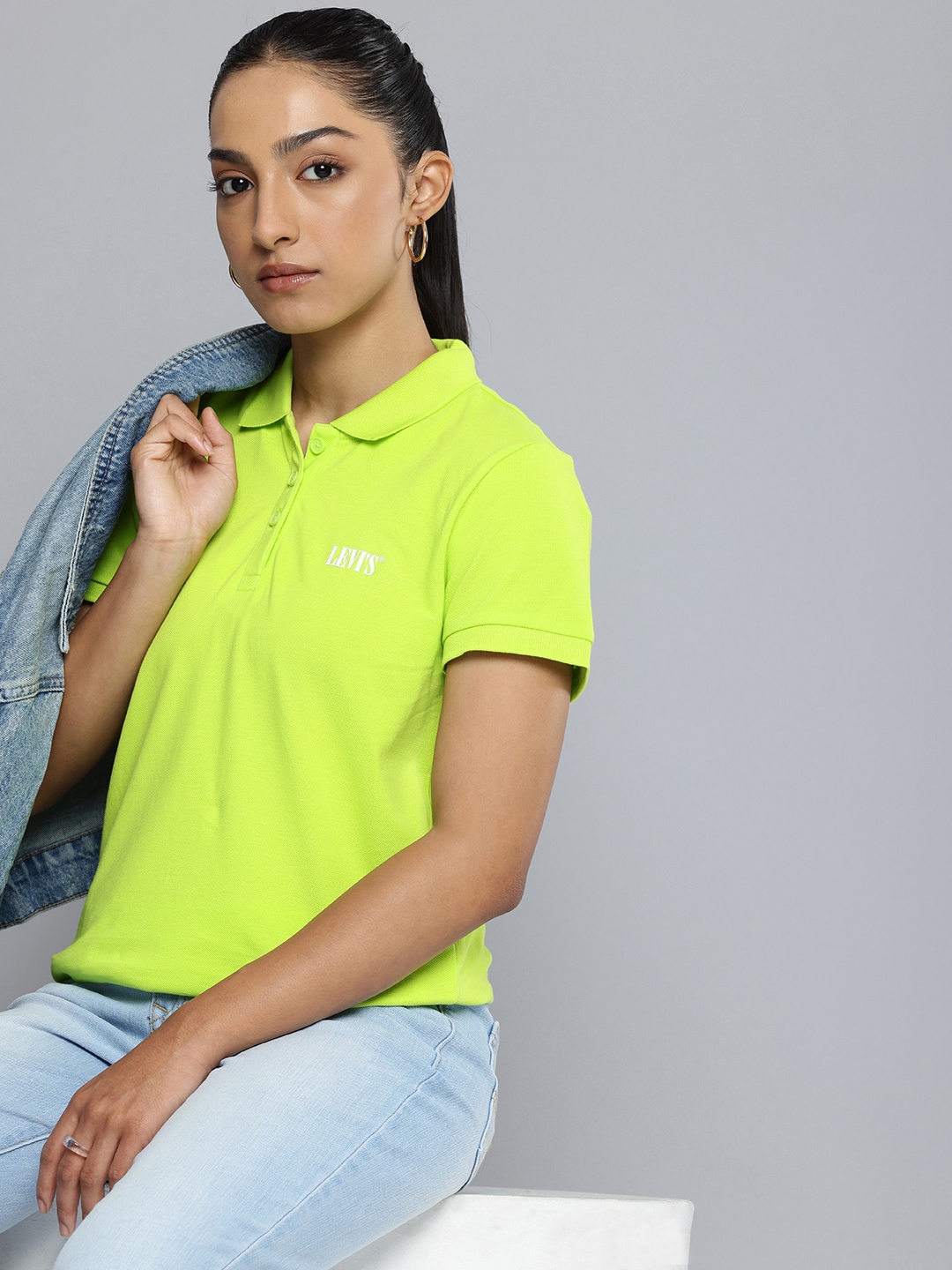 

Levis Polo Collar Pure Cotton T-shirt, Fluorescent green