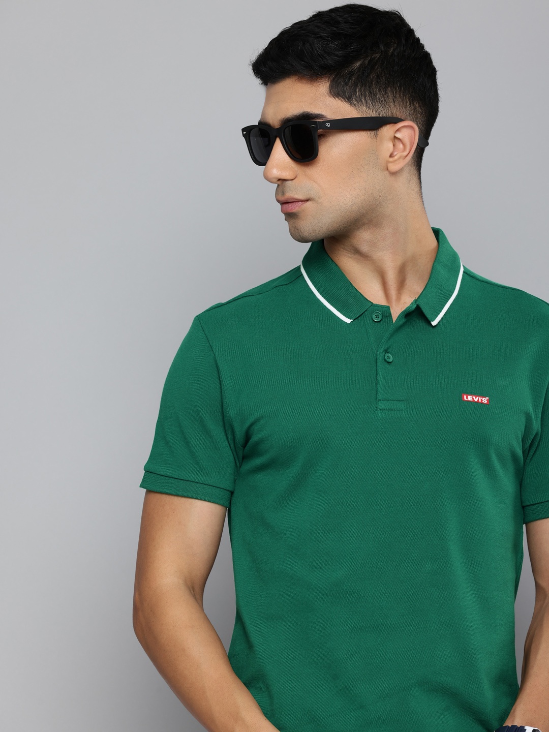 

Levis Polo Collar Pure Cotton T-shirt, Green