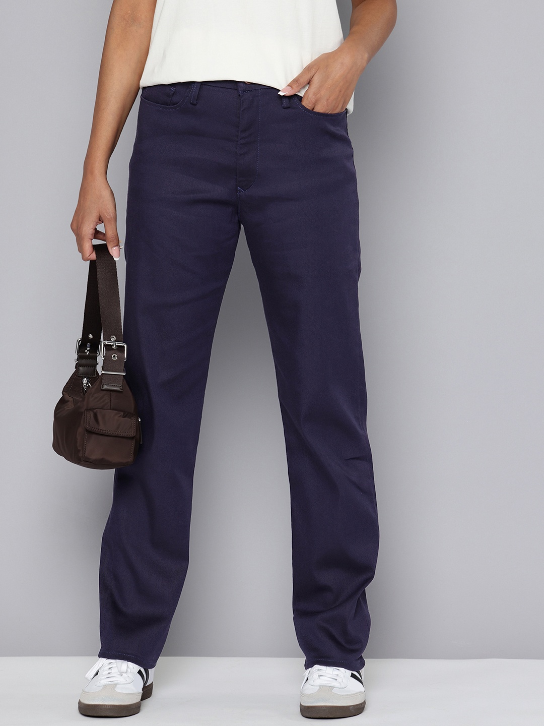 

Levis Women High-Rise Straight Fit Trousers, Navy blue
