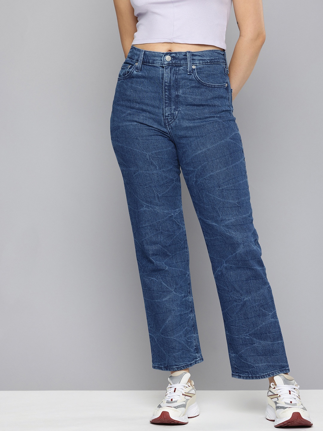 

Levis Women Straight Fit High-Rise Stretchable Jeans, Blue