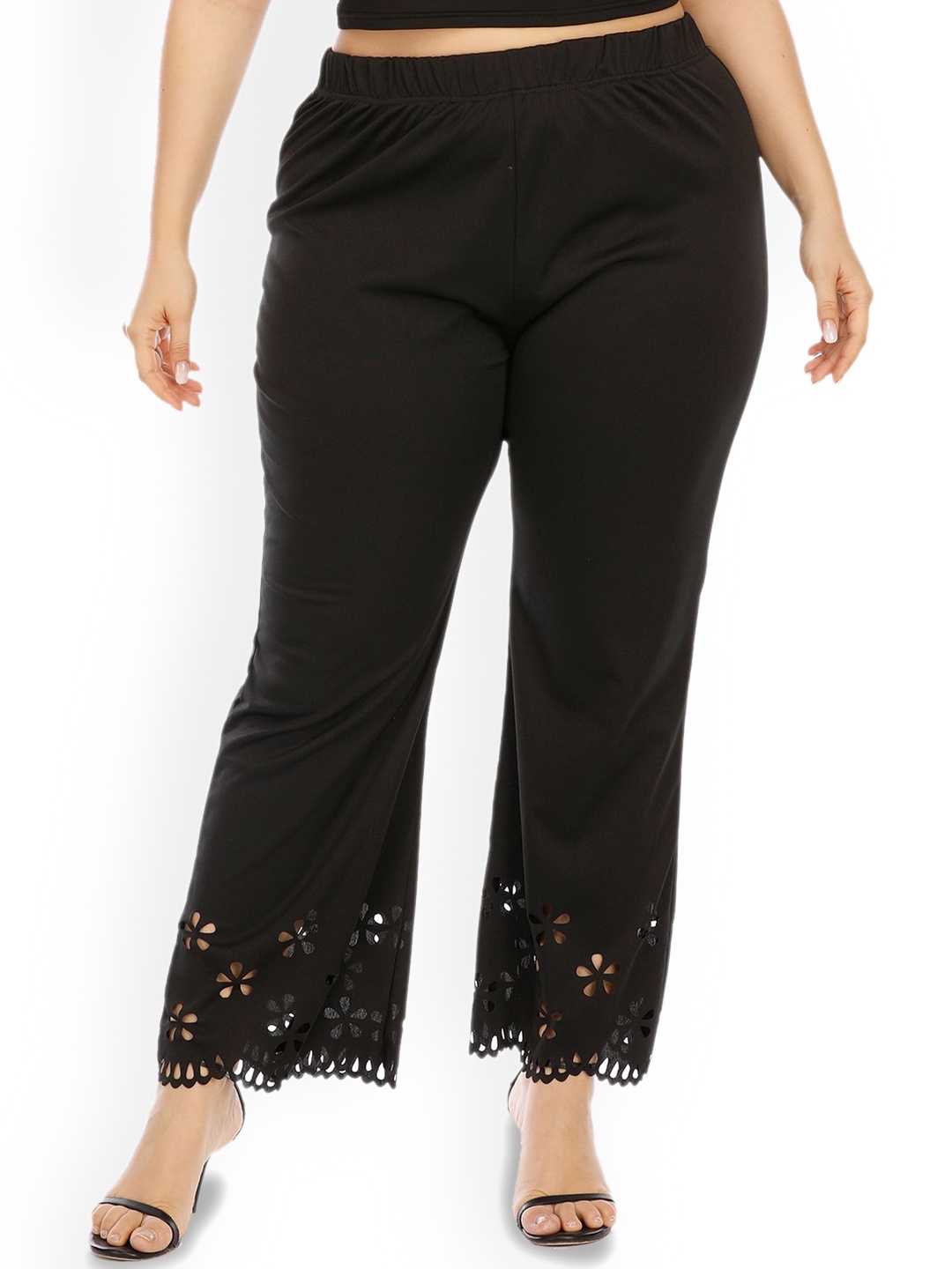 

LULU & SKY Women High-Rise Plus Size Trousers, Black