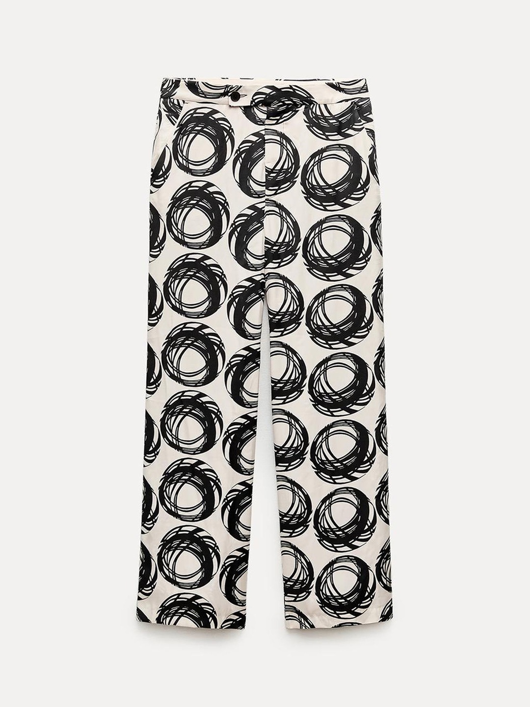 

LULU & SKY Women Printed Straight Fit Mid-Rise Flat-Front Trousers, Black