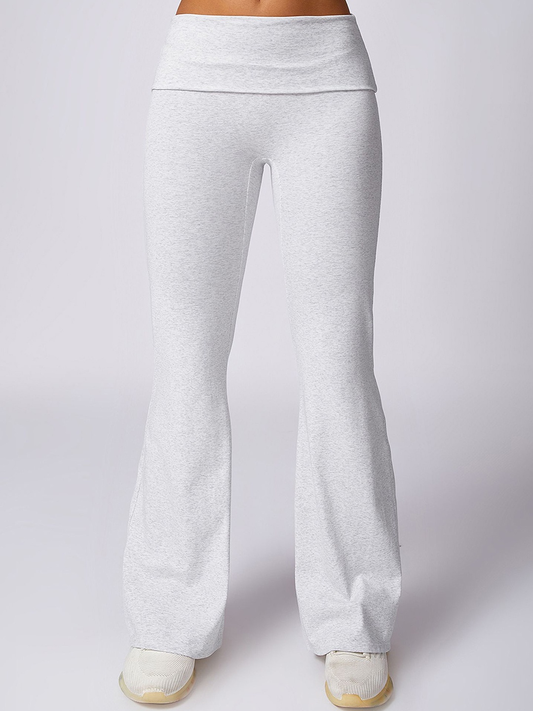 

LULU & SKY Women Flared Low-Rise Trousers, White