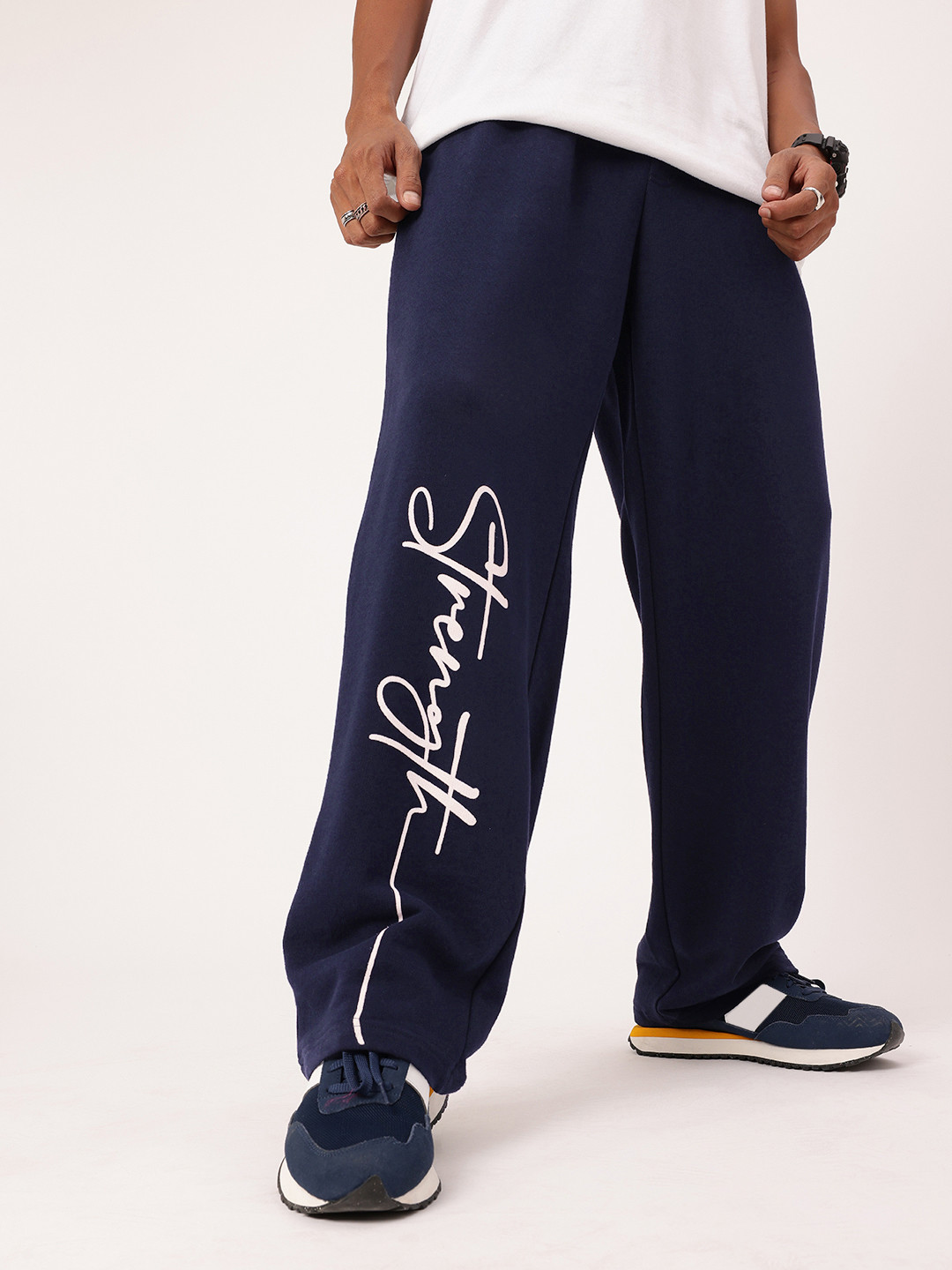 

Kook N Keech Men Street Edge Printed Relaxed Fit Track Pants, Navy blue
