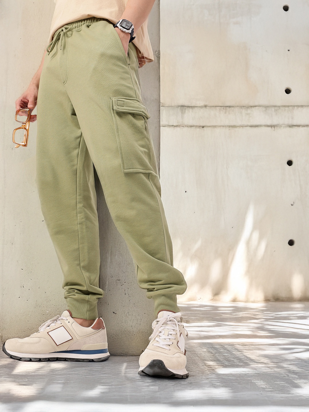 

Kook N Keech Men Urban Utility Edge Cotton Terry Joggers, Green