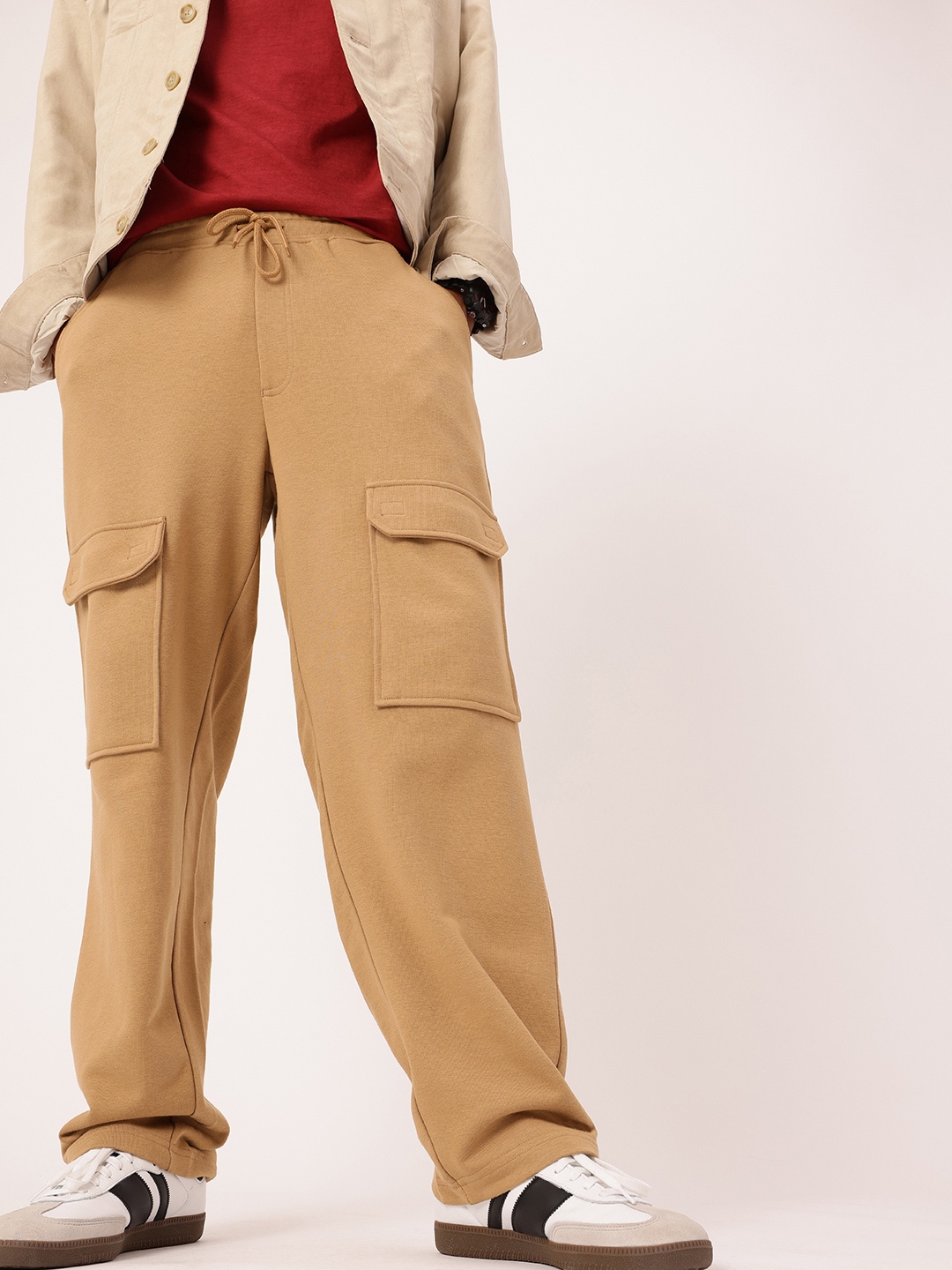 

Kook N Keech Men Modern Street Utility Relaxed Fit Track Pants, Khaki