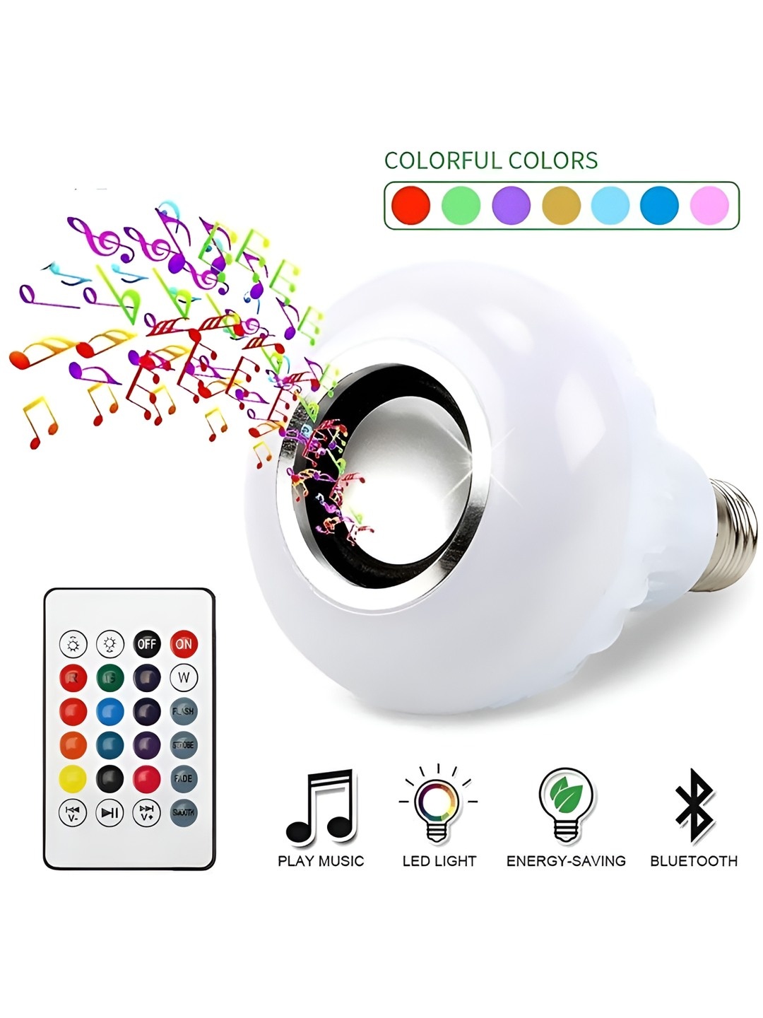 

ENORMITY White Wireless Music Playing With Remote Control LED Smart Light