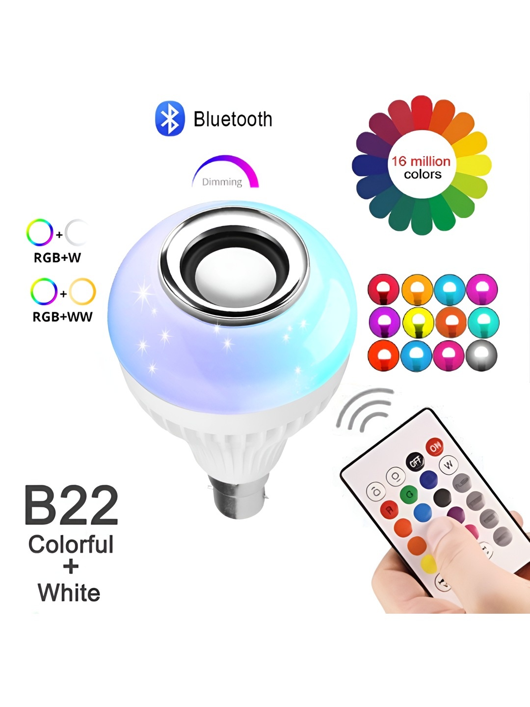 

ENORMITY White Wireless Music Playing Remote Controller LED Smart Bulb