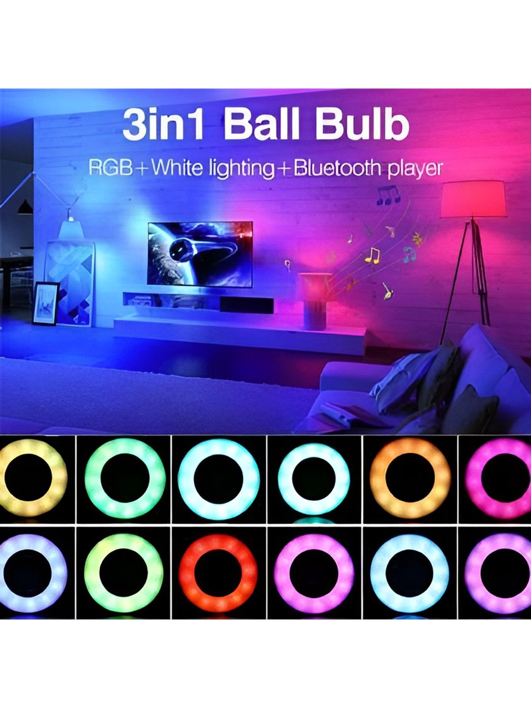 

ENORMITY White Wireless Music Playing Remote Controller Smart Light LED Bulb