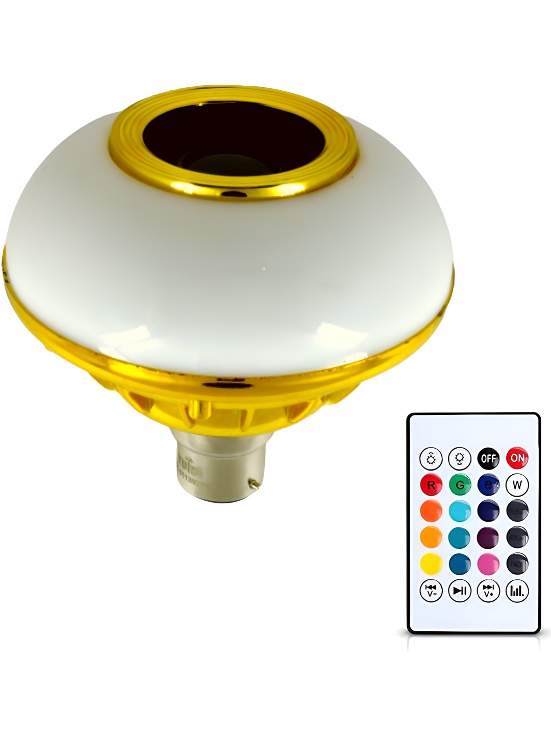 

ENORMITY White & Gold toned Wireless Music Playing Remote Controller LED Smart Bulb