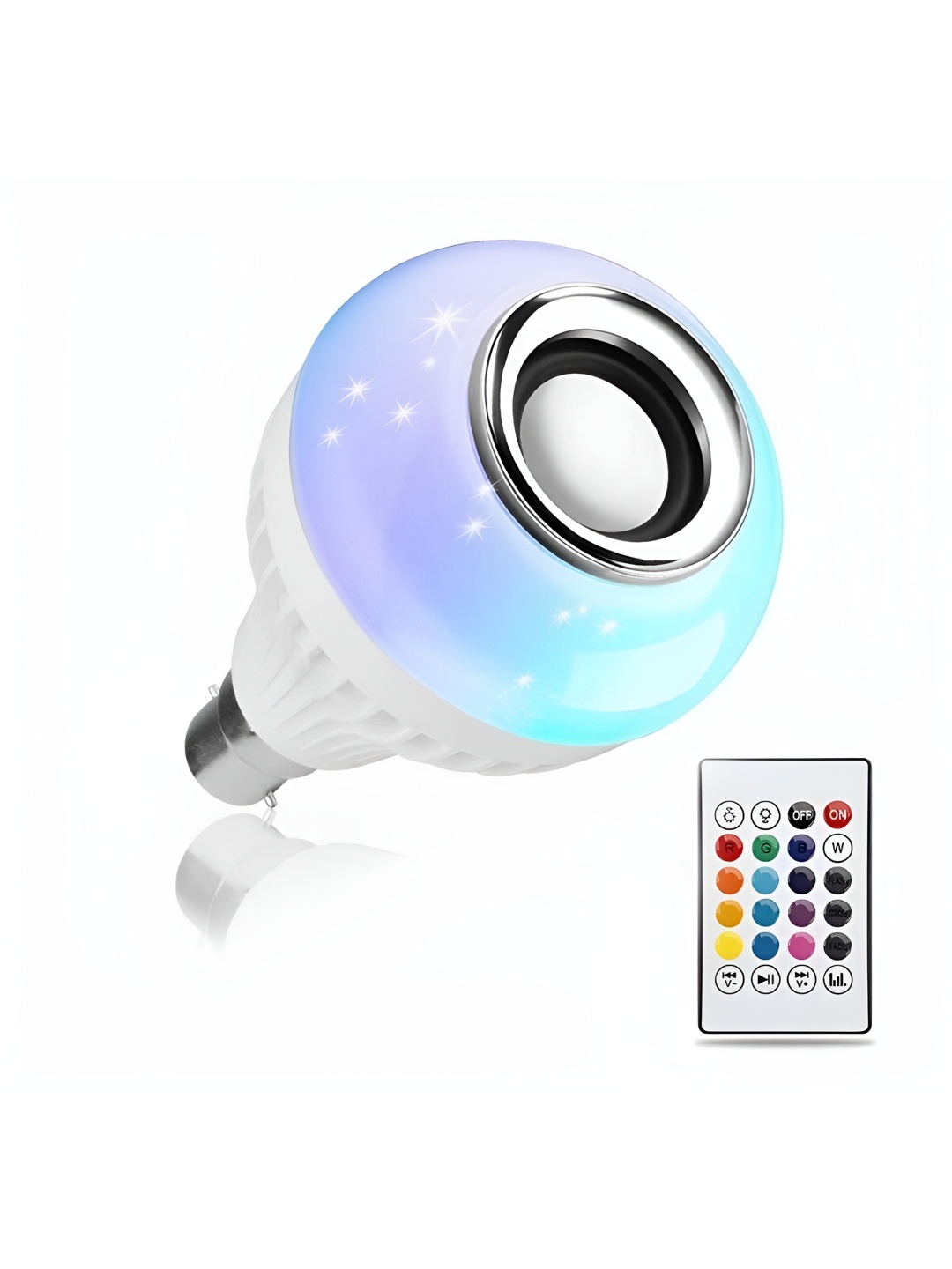 

ENORMITY White & Silver Toned Wireless Music Playing Remote Controller LED Smart Bulb