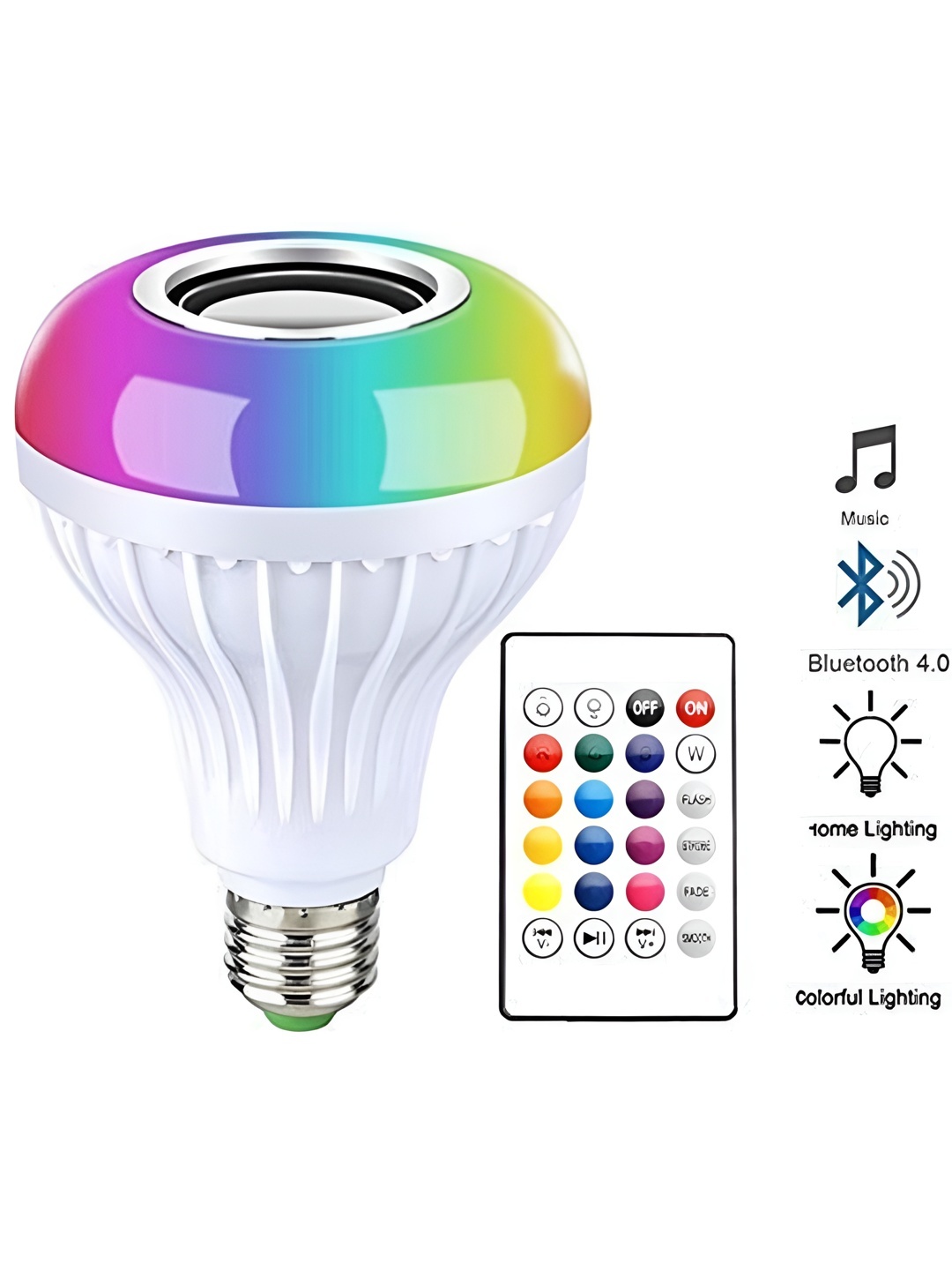

ENORMITY White & Grey Wireless Music Playing Remote Controller LED Smart Light Bulb