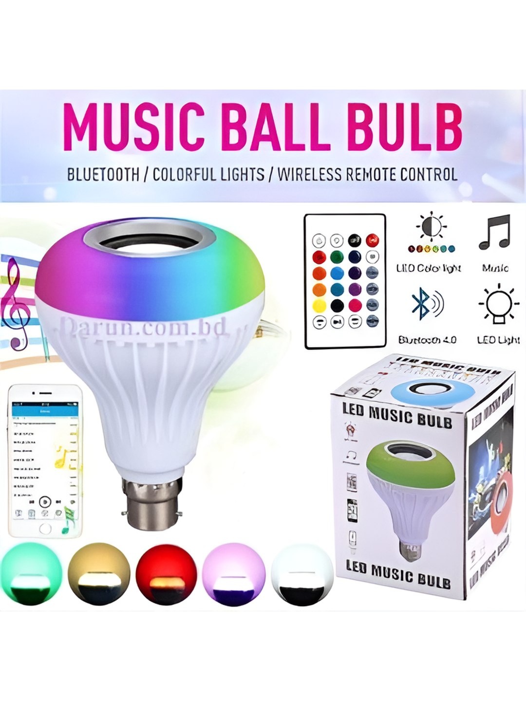 

ENORMITY White Wireless Music Playing Remote Controller LED Smart Bulb