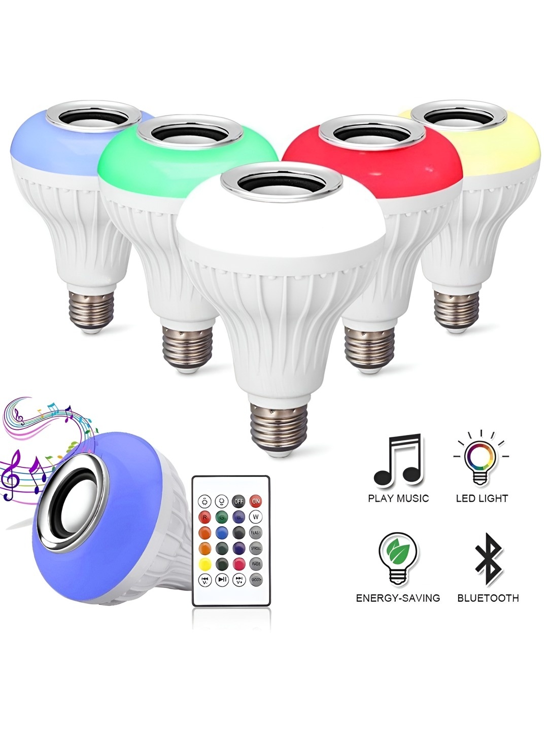 

ENORMITY White Wireless Music Playing Remote Controller LED Smart Bulb