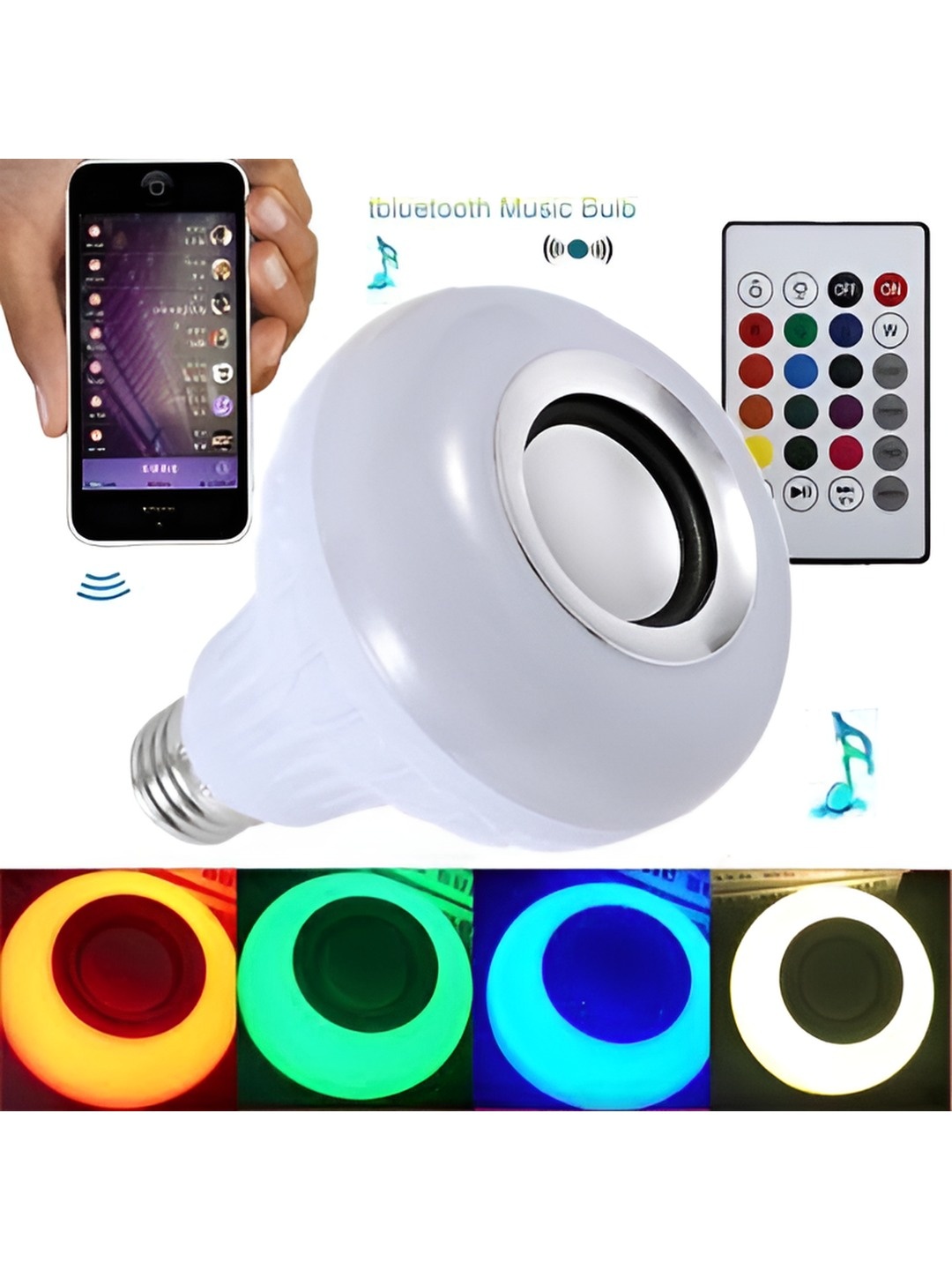 

ENORMITY White Wireless Music Playing Remote Controller LED Smart Light Bulb