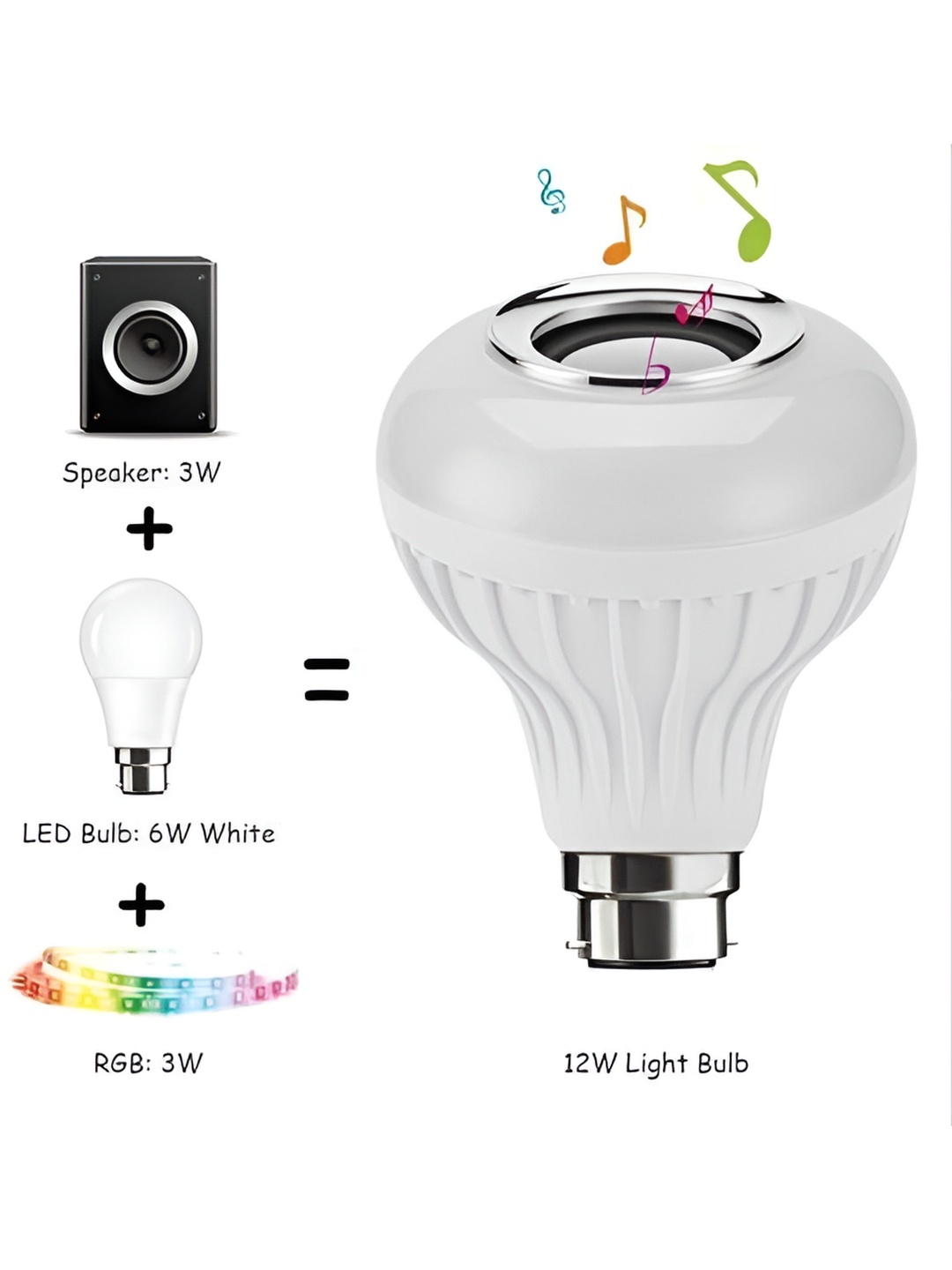 ENORMITY White Wireless Music Playing Remote Controller LED Bulb