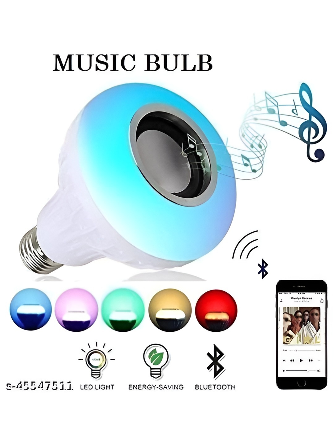 

ENORMITY White & Grey Wireless Music Playing Remote Controller LED Smart Light Bulb