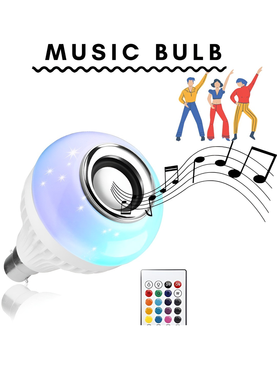 

ENORMITY White Wireless Music Playing Remote Controller LED Smart Light Bulb