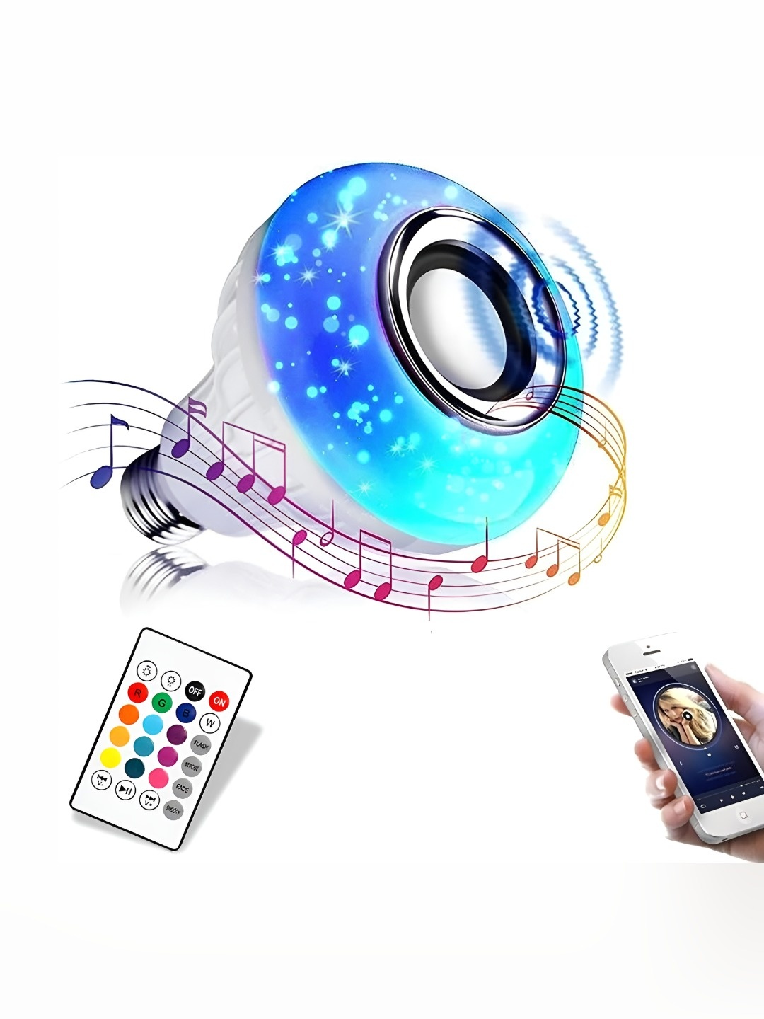 

ENORMITY White Wireless Music Playing Remote Controller LED Smart Bulb