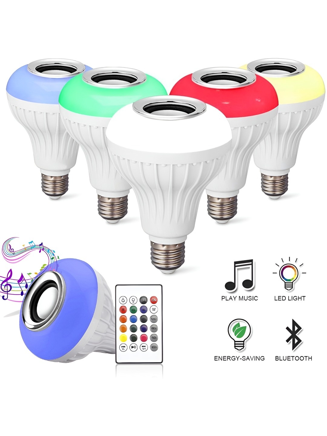

ENORMITY White Wireless Music Playing Remote Controller LED Bulb