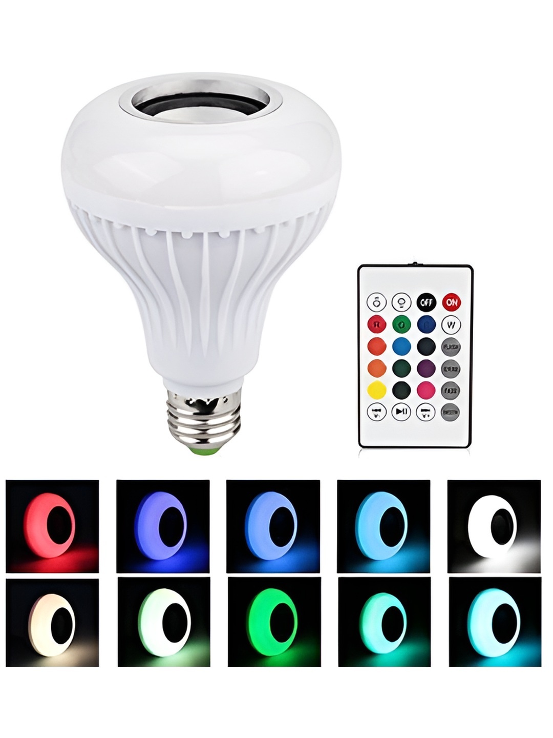 

ENORMITY White Wireless Music Playing Remote Controller LED Smart Light Bulb