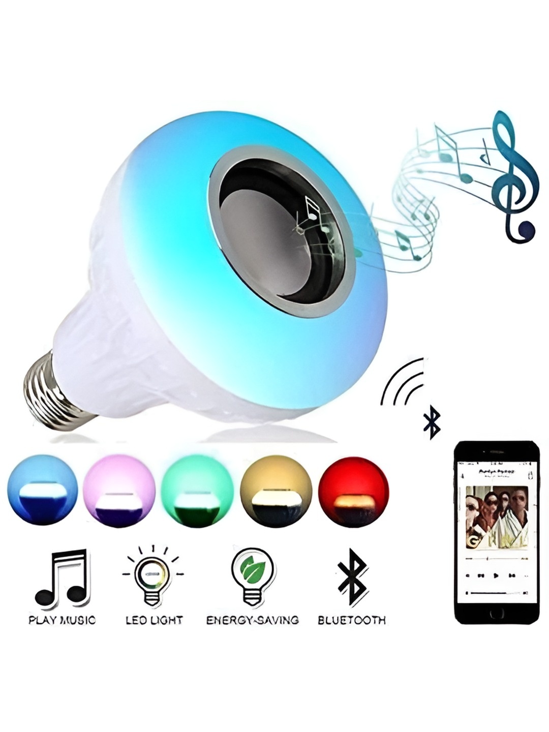 

ENORMITY White Smart LED Music Light Bulb with Bluetooth Remote Controller Smart Bulb