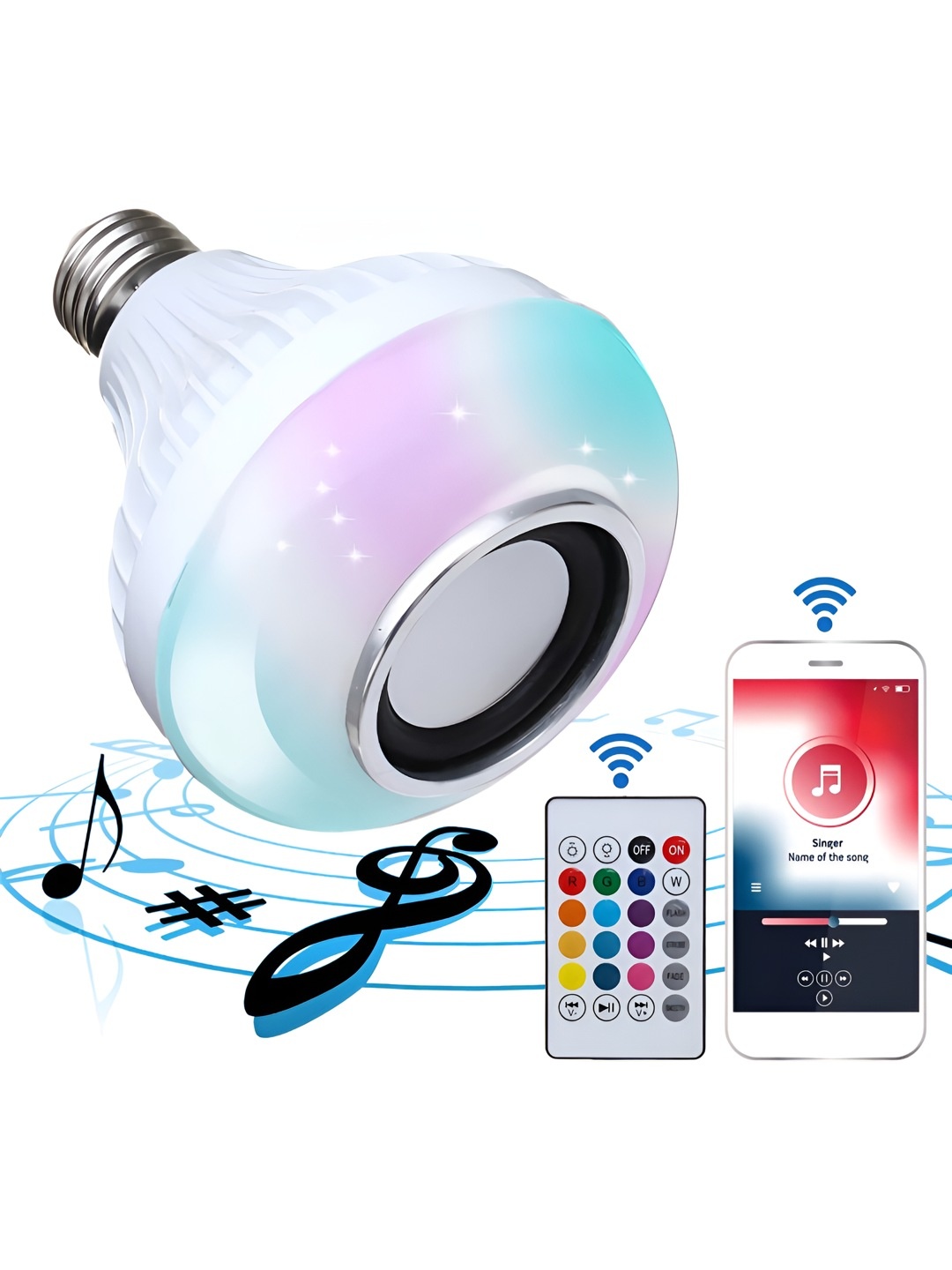 

ENORMITY White Wireless Music Playing Remote Controller LED Smart Bulb