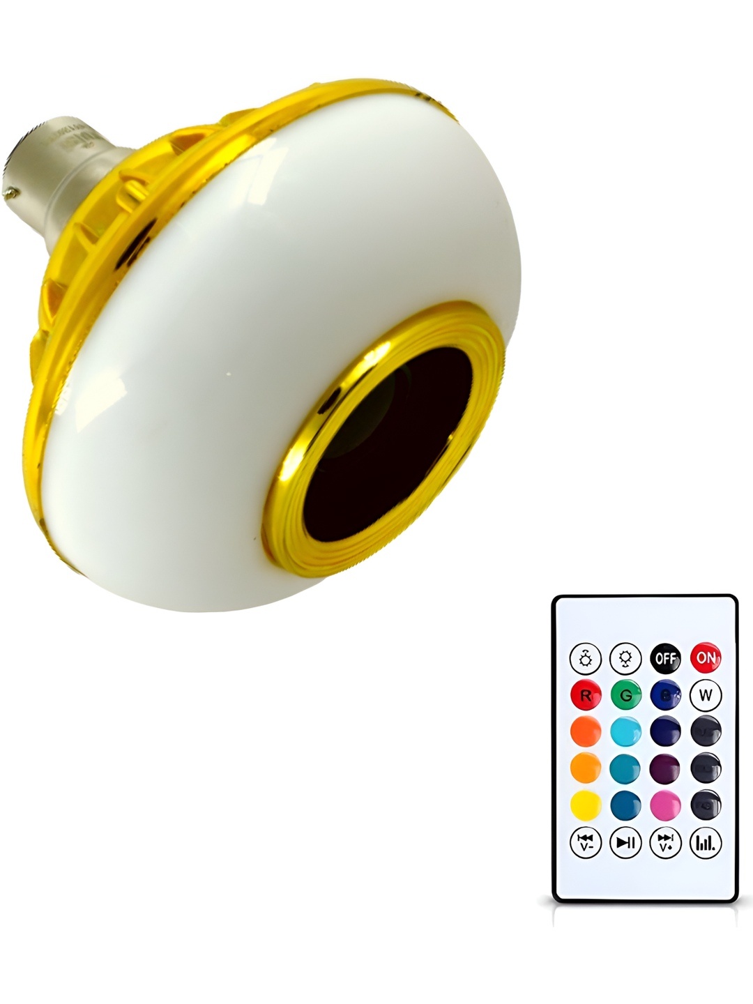 

ENORMITY White & Gold Toned Wireless Music Playing Remote Controller LED Smart Light Bulb