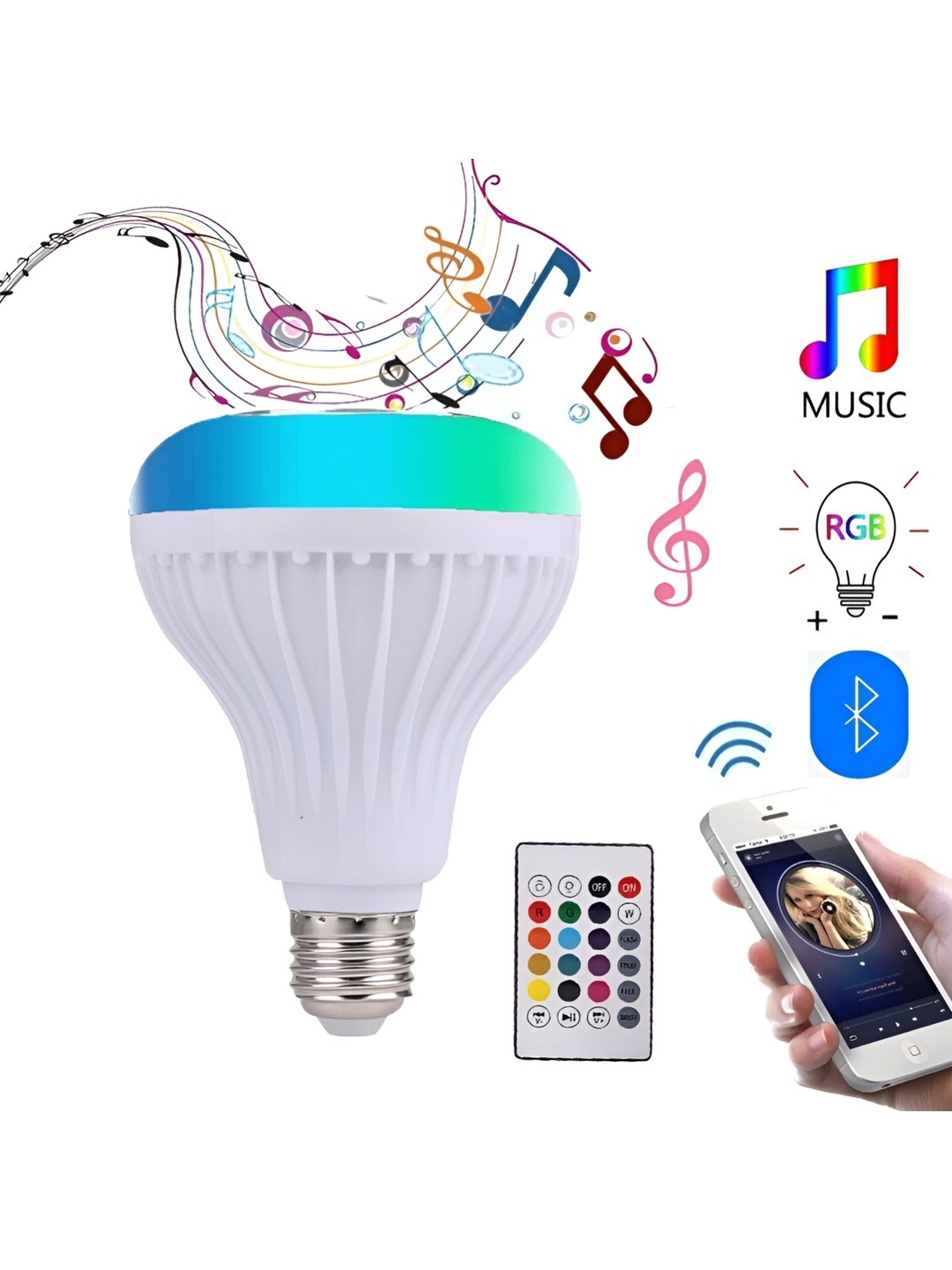 

ENORMITY White & Grey Wireless Music Playing Remote Controller LED Smart Light Bulb