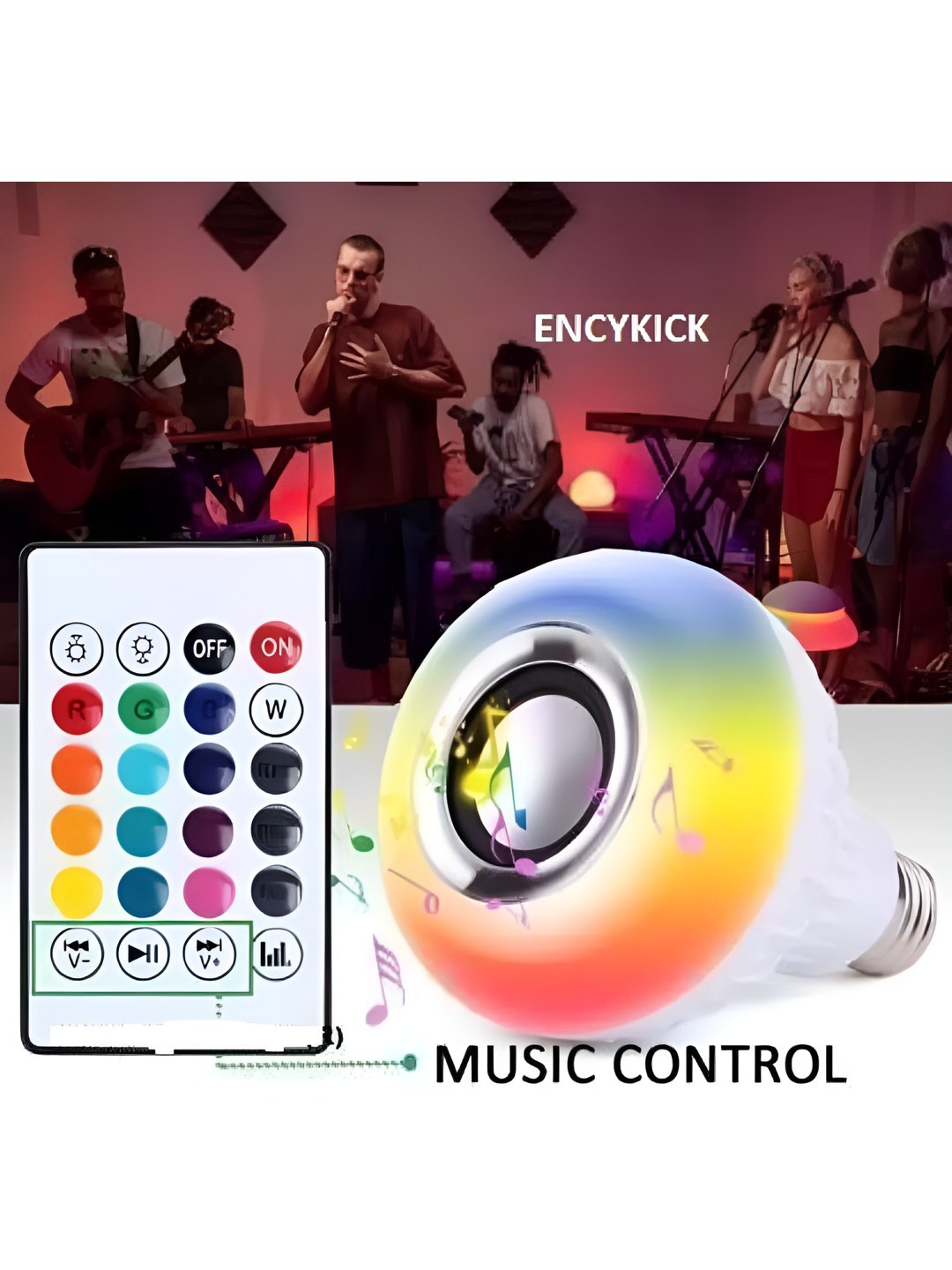 

ENORMITY White Music Playing Bluetooth Speaker Remote Controller Smart LED Bulb