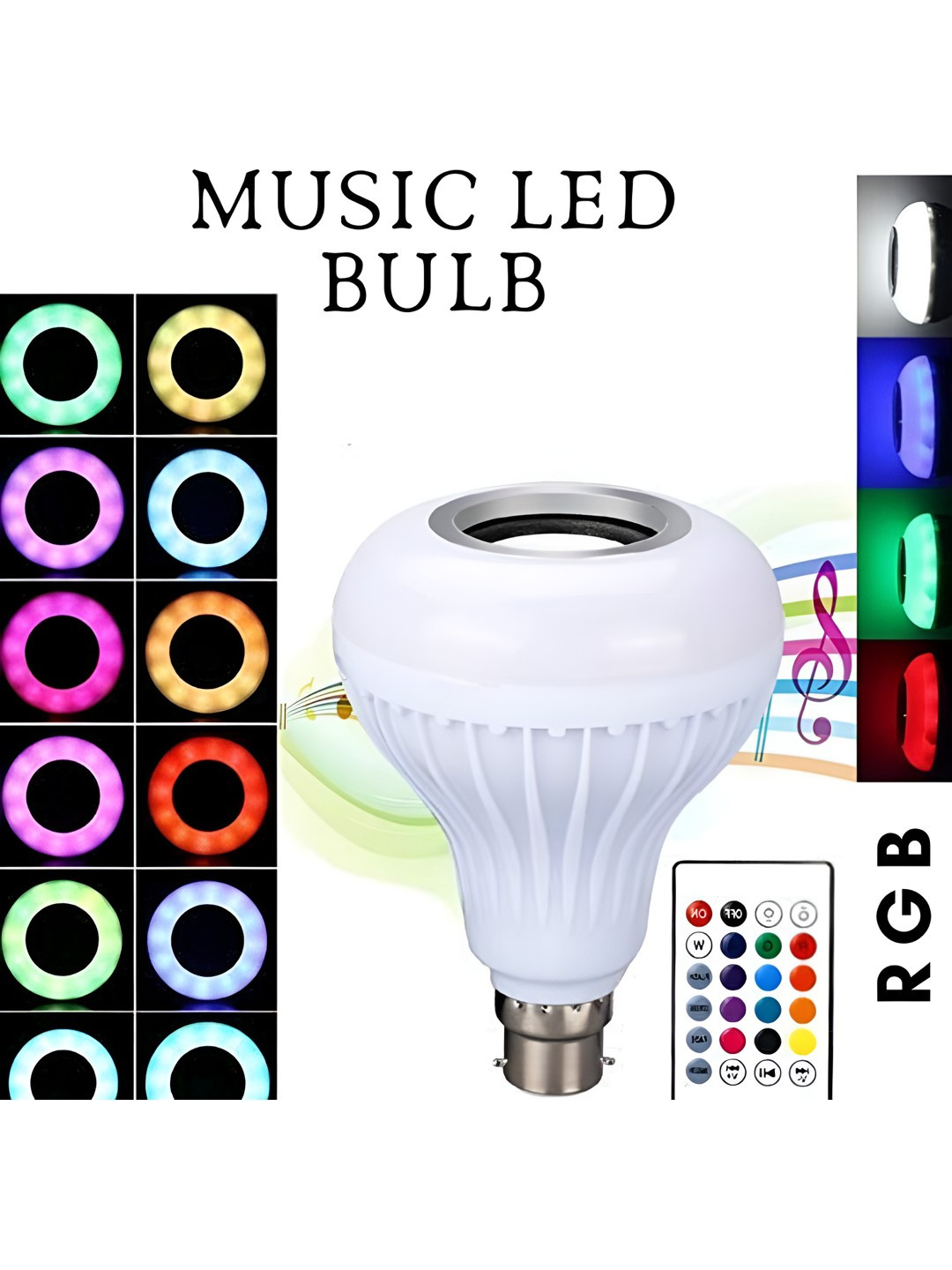 

ENORMITY White & Grey Wireless Music Playing Remote Controller LED Smart Light Bulb