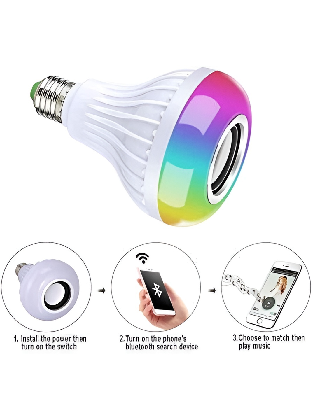 

ENORMITY White Wireless Music Playing Remote Controller LED Smart Bulb