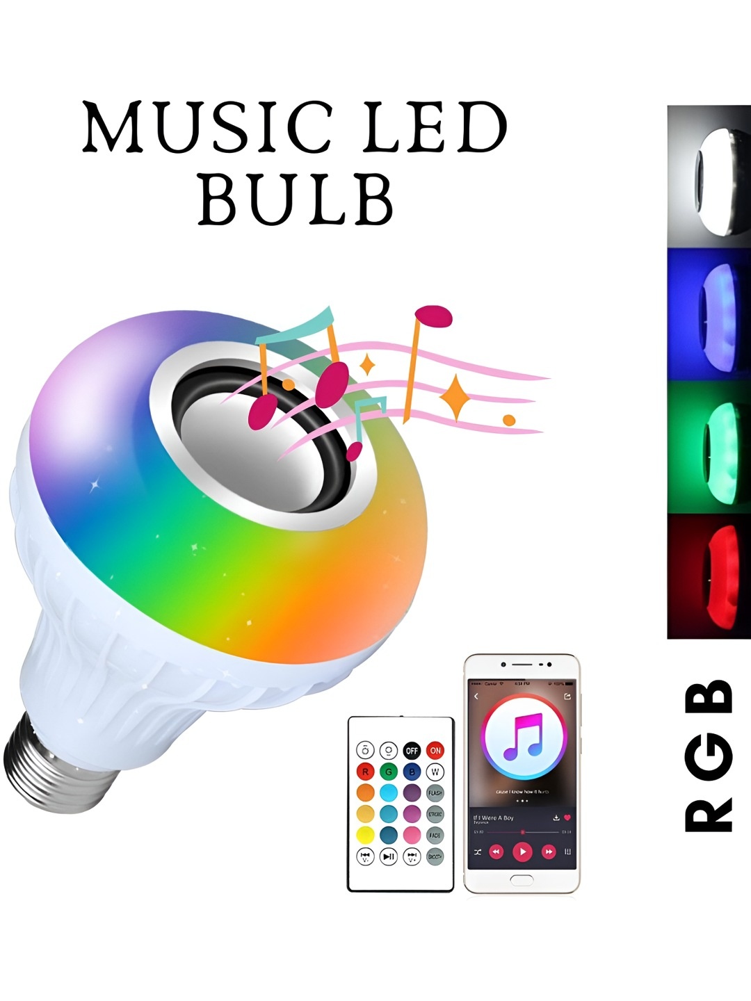 

ENORMITY White Wireless Music Playing Remote Controller LED Smart Bulb